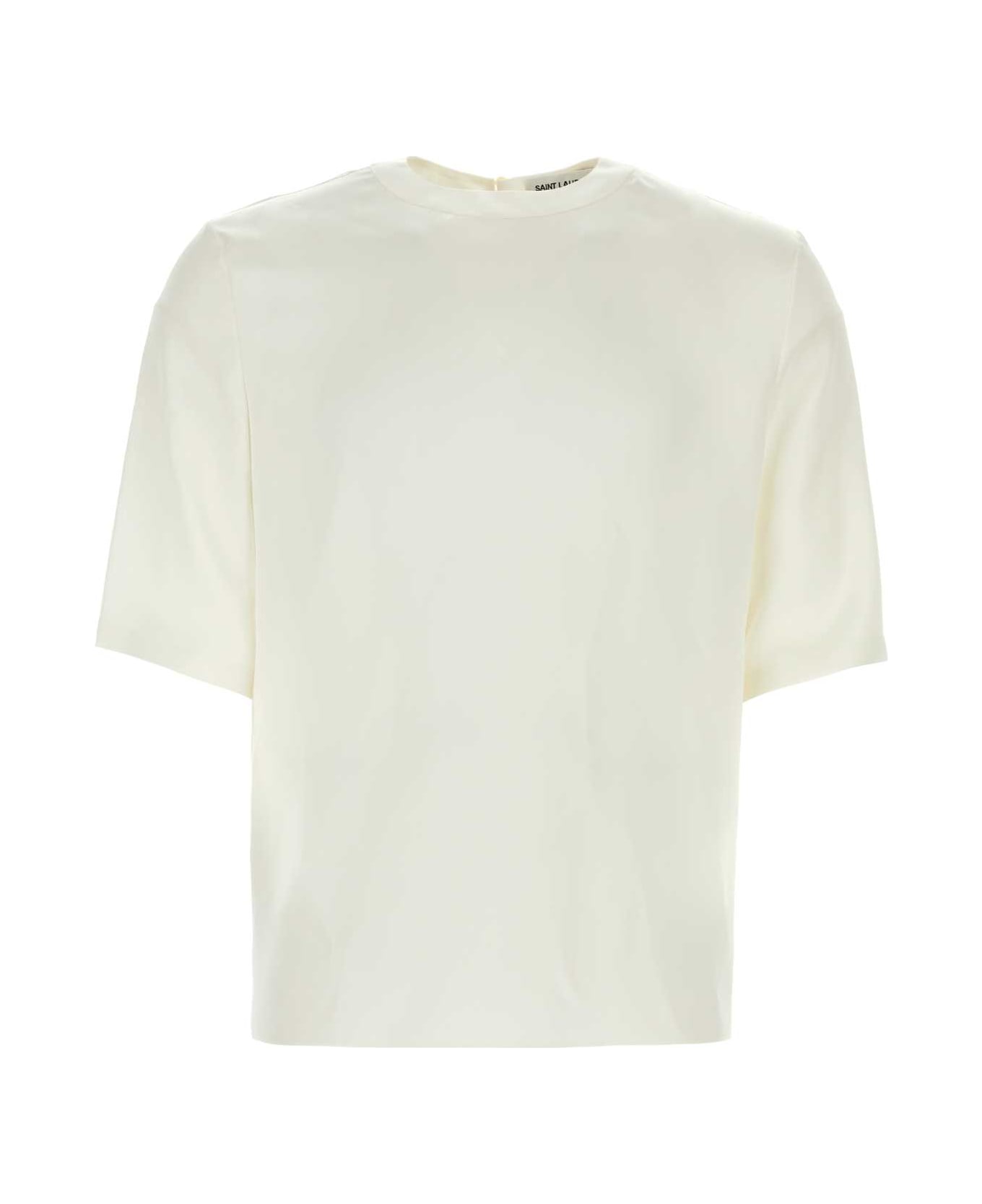 Saint Laurent White Silk T-shirt - White