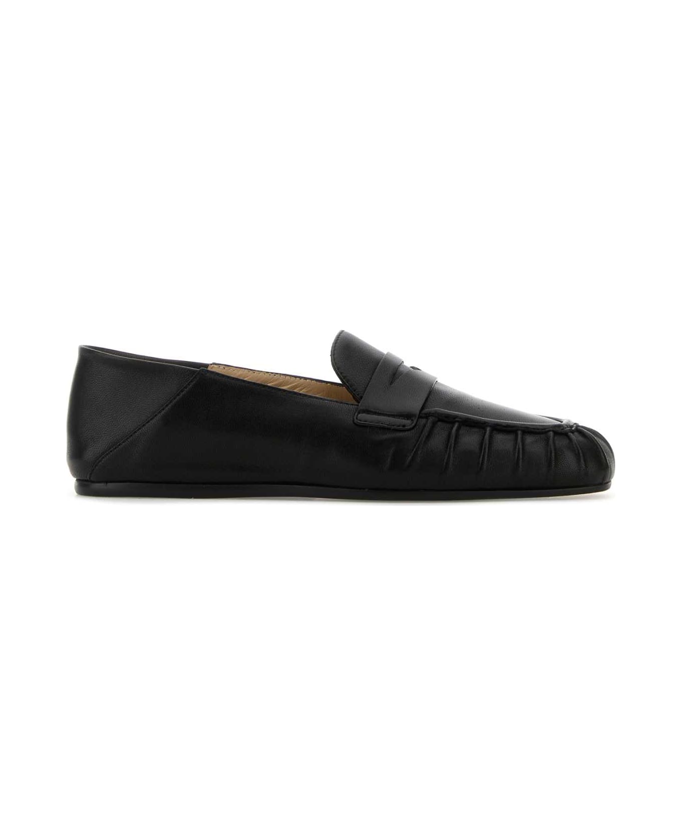 Stuart Weitzman Black Leather Brooks Loafers - Black