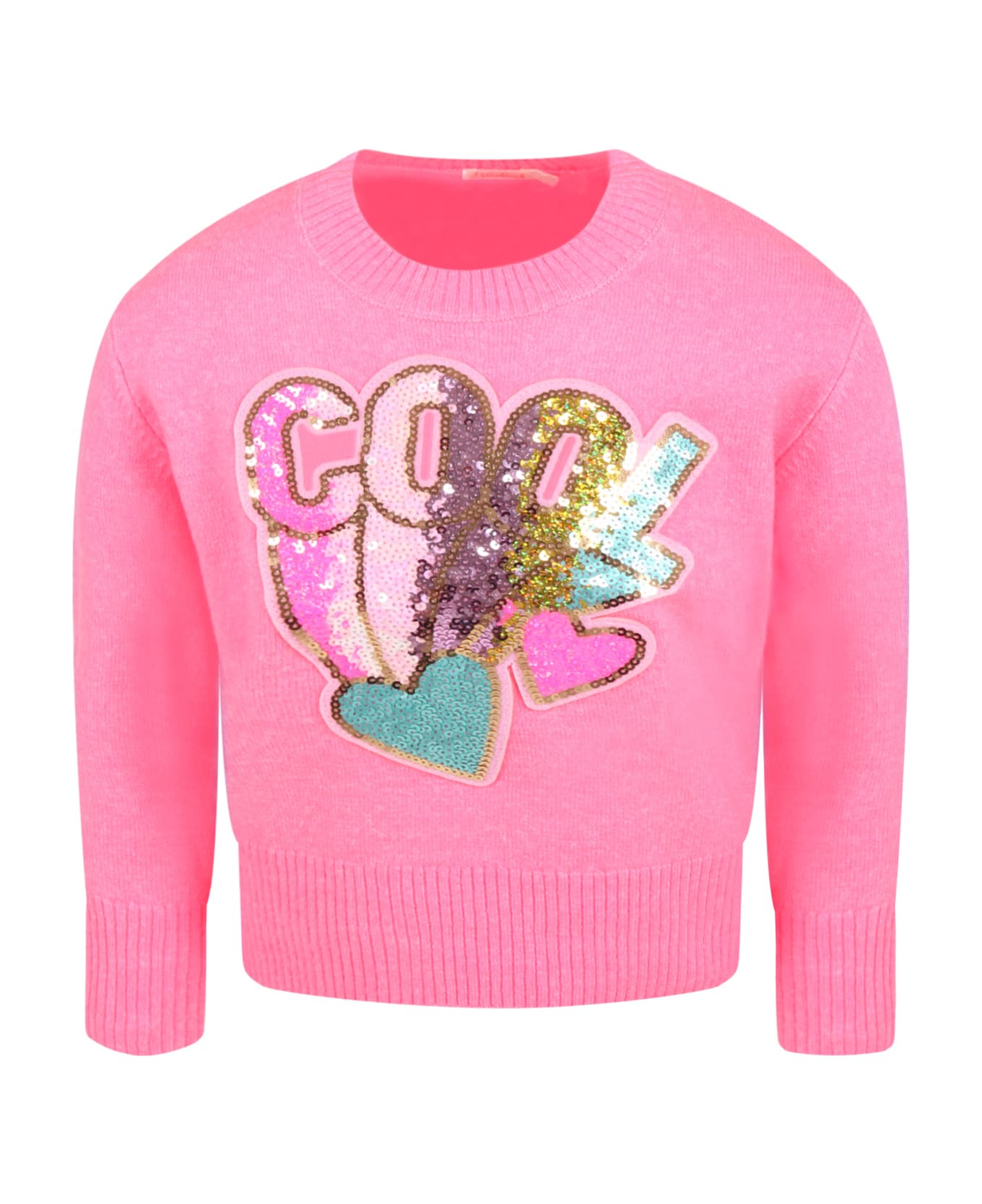 Billieblush Fuchsia Sweater For Girl With Hearts - Pink