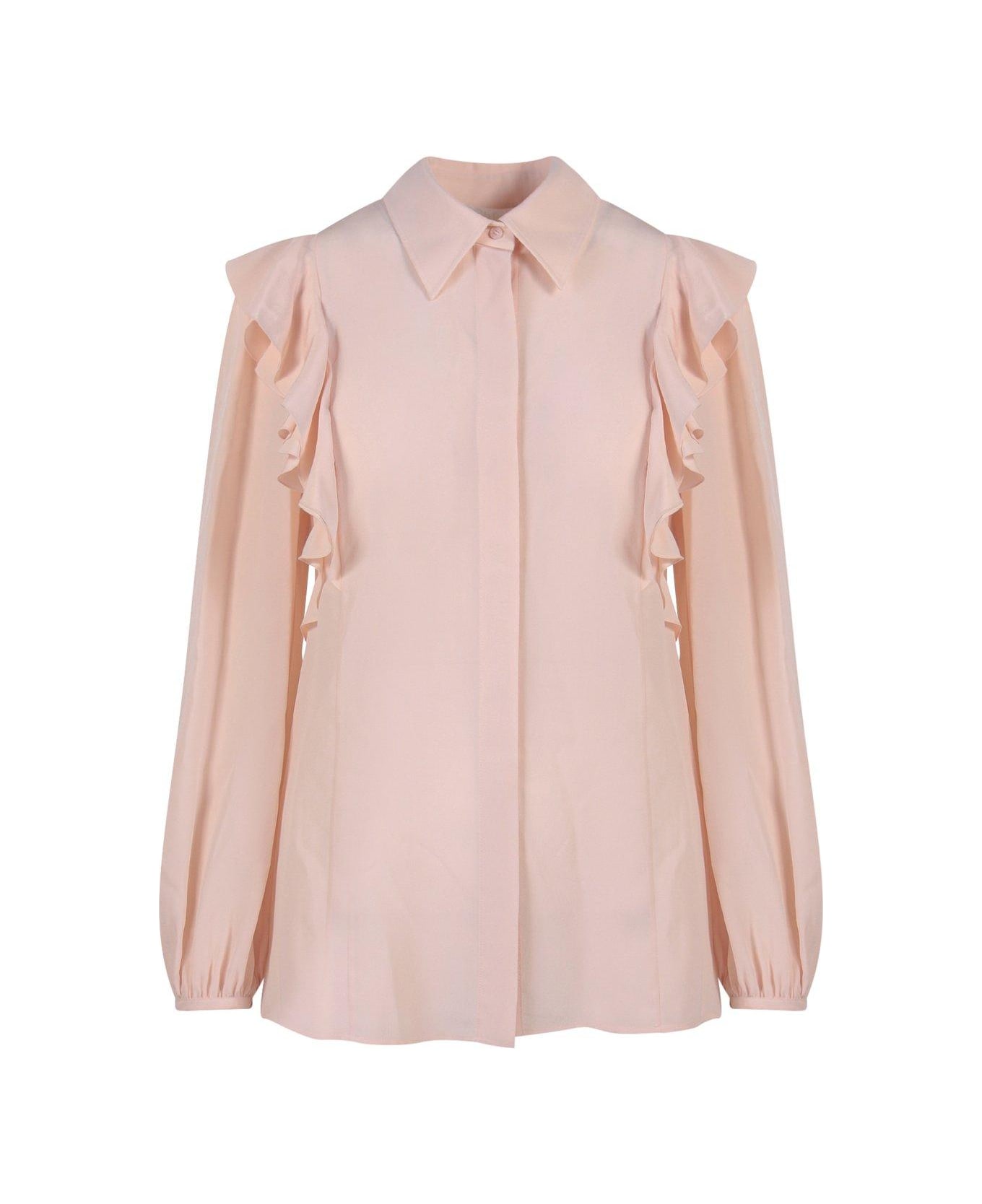 Chloé Ruffled Long-sleeved Shirt - Pink