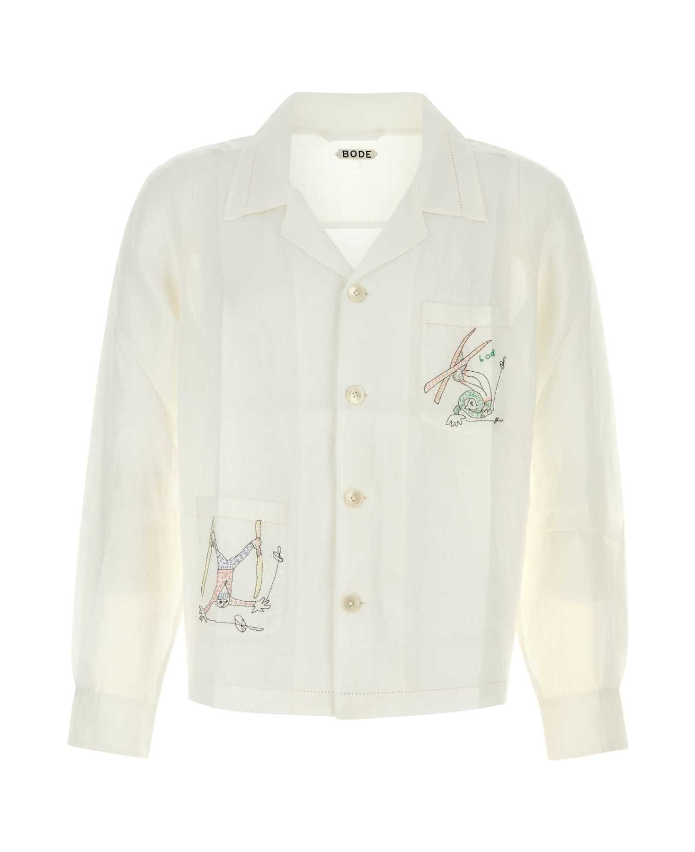 Bode White Linen Shirt - WHITEMULTI