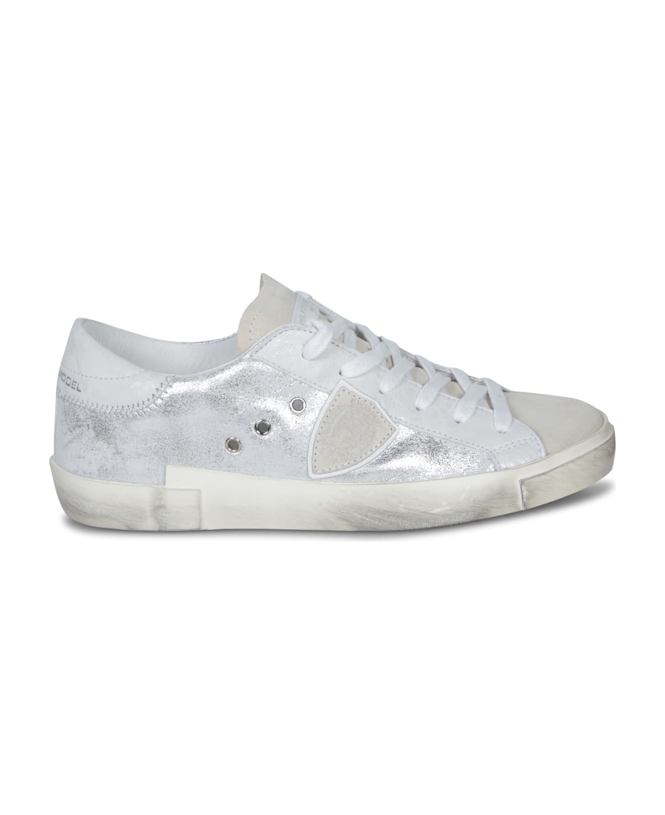 Philippe Model Prsx Low Sneakers In Silver - Metallic