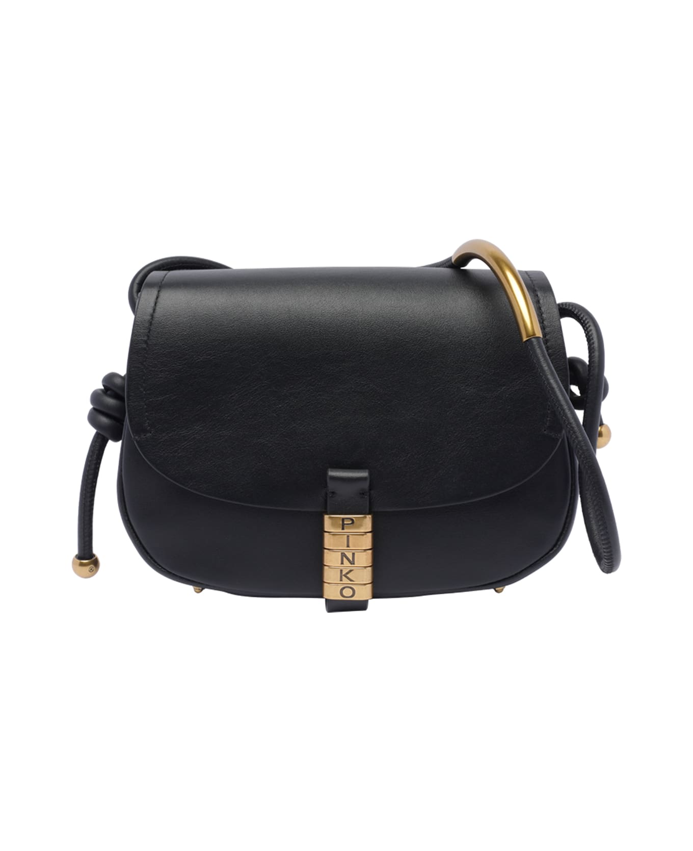 Pinko Mini Logo Saddle Crossbody Bag - Black