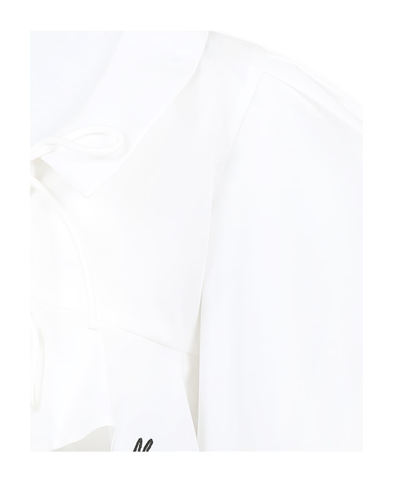 MSGM White Dress For Girl With Logo - White