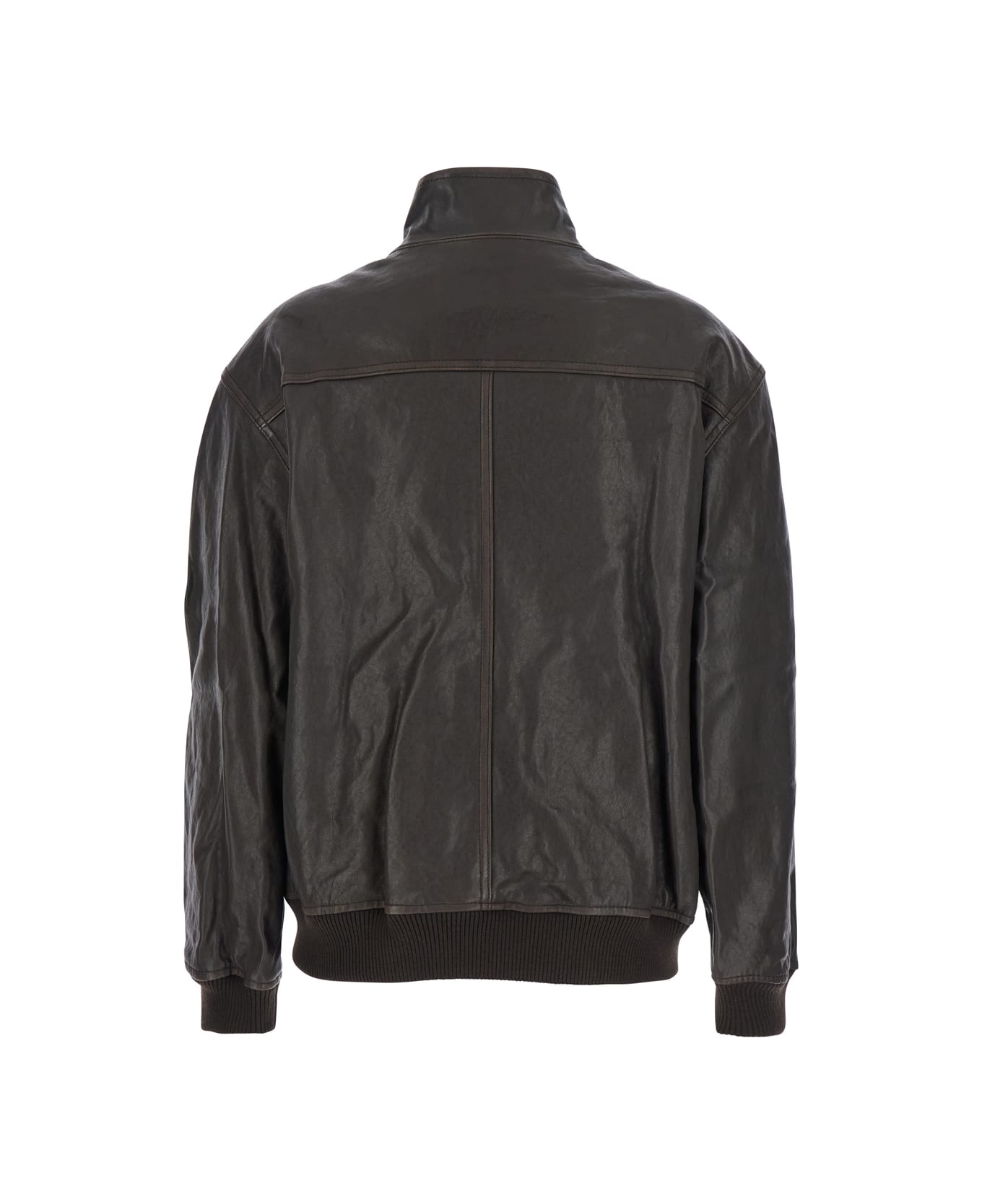 Dunst Brown Jacket With Two Front Pockets And Distressed Effect In Leather Woman - Brown