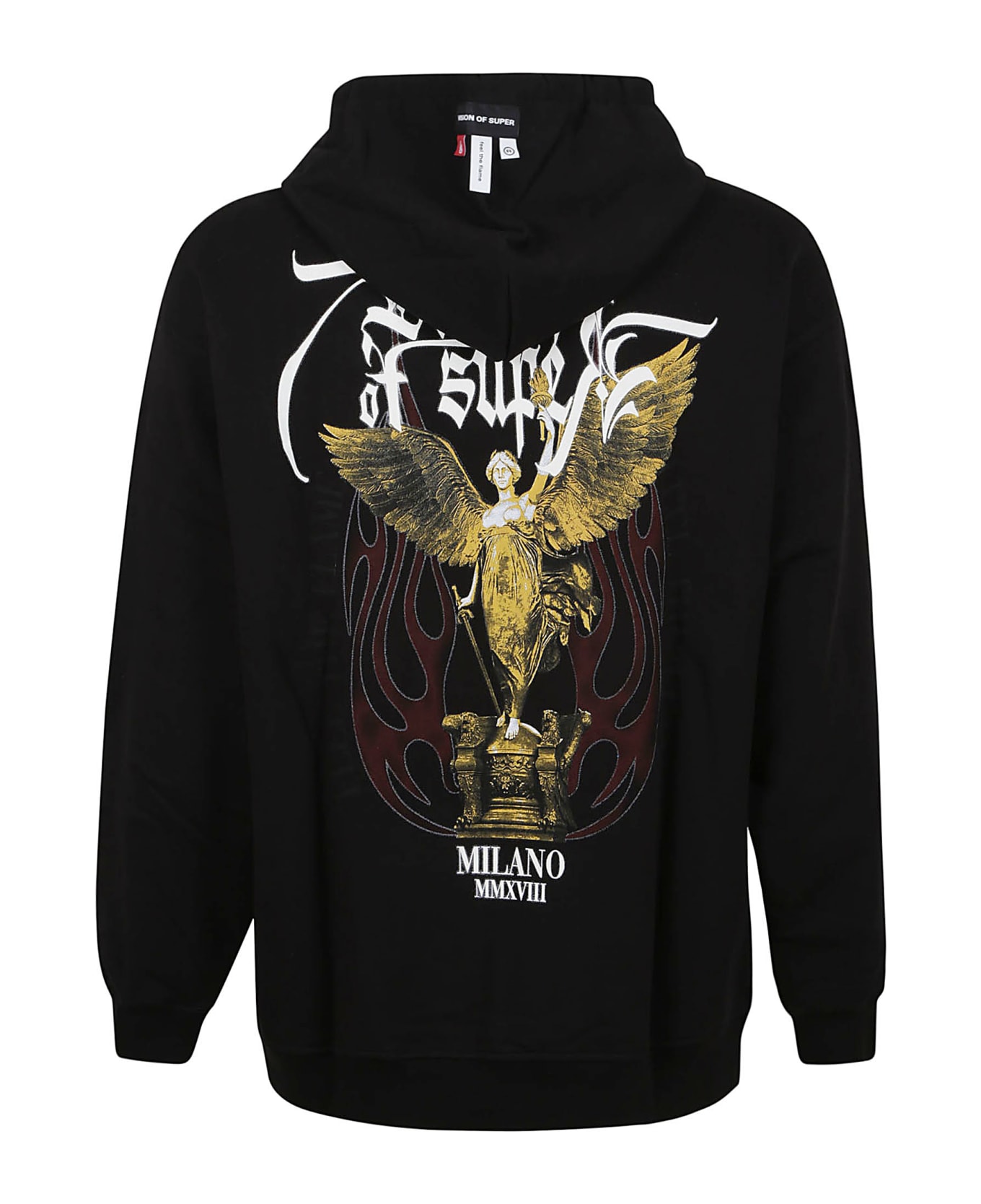 Vision of Super Black Hoodie With Rock Mather Print - Black