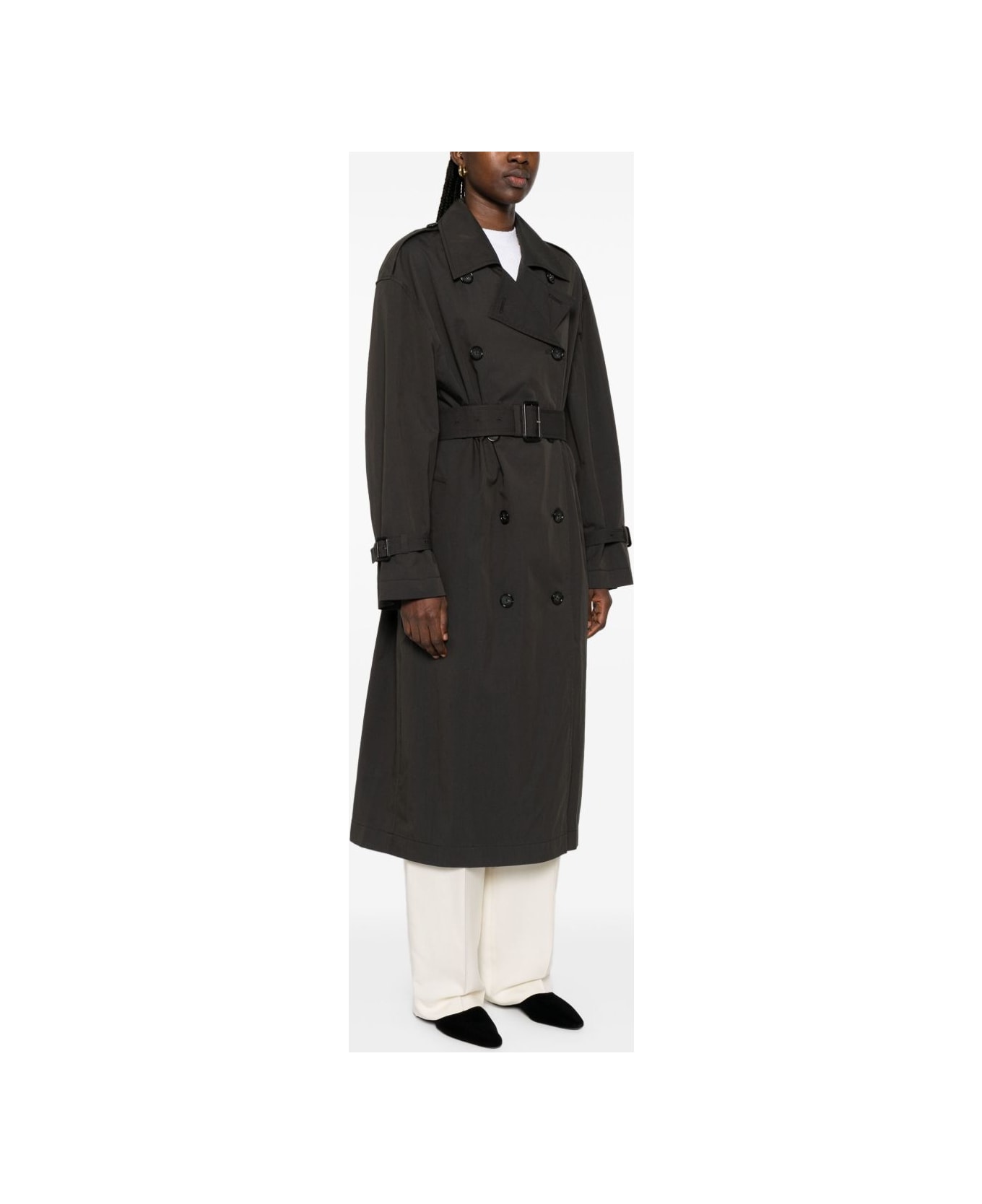 Totême Cotton Blend Trench Coat - Black