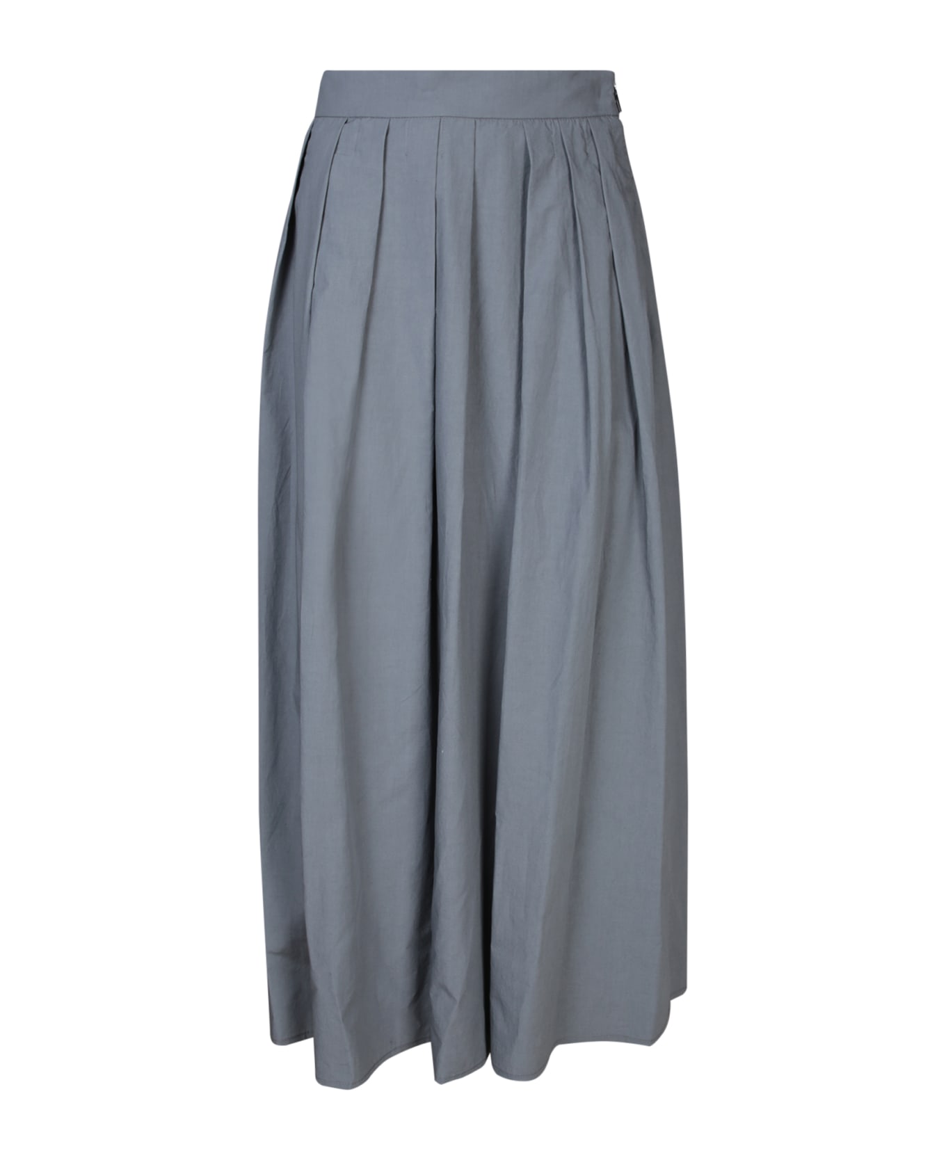 Moorer Ryanne Light Grey Cotton-linen Midi Skirt - Grey