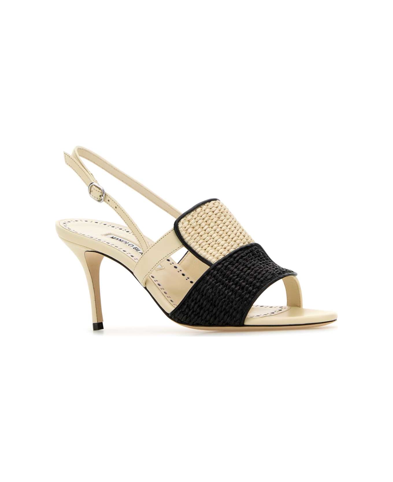 Manolo Blahnik Sand Raffia Fabiola Sandals - LCRMBLCKLKHA