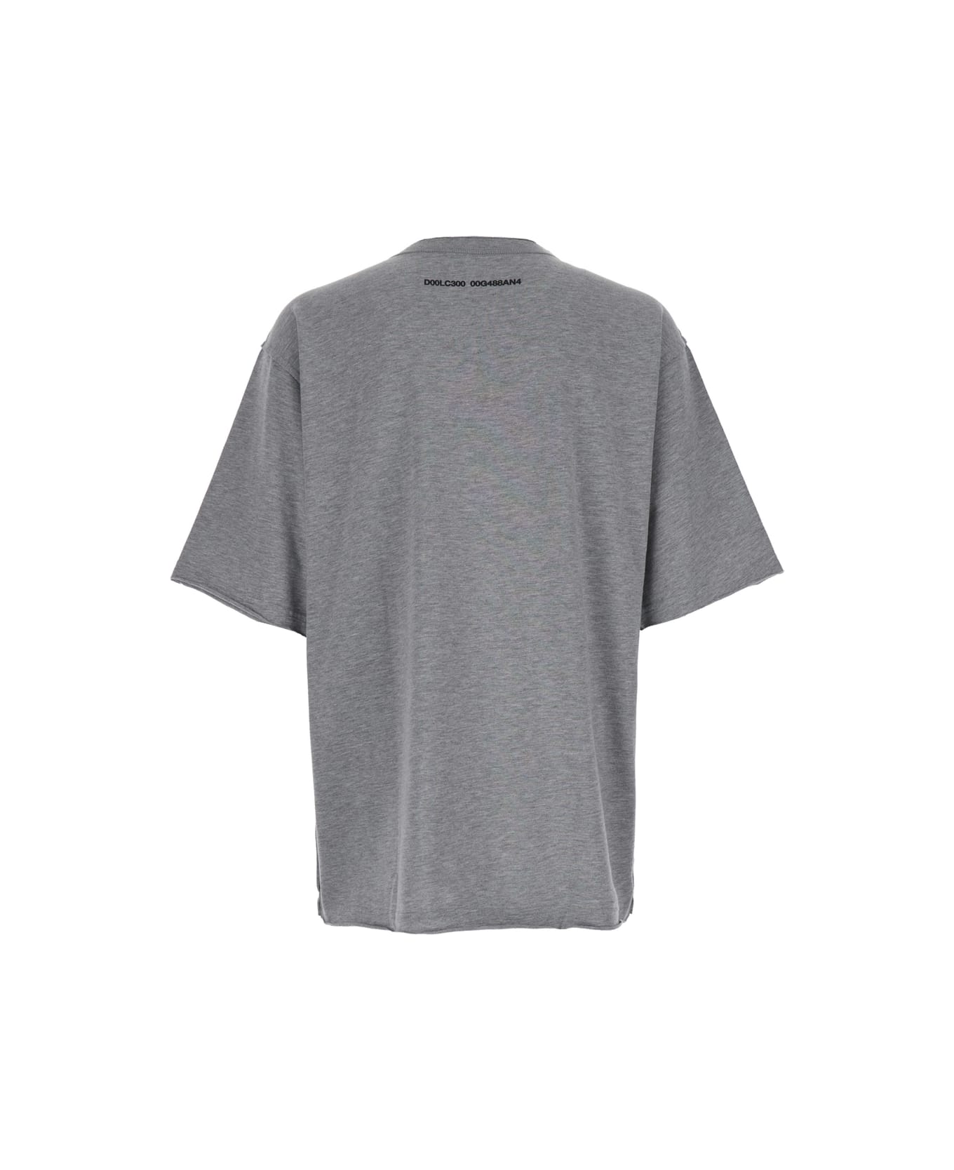 Dolce & Gabbana Grey Oversized T-shirt With Logo Print In Cotton Blend Man - Grey