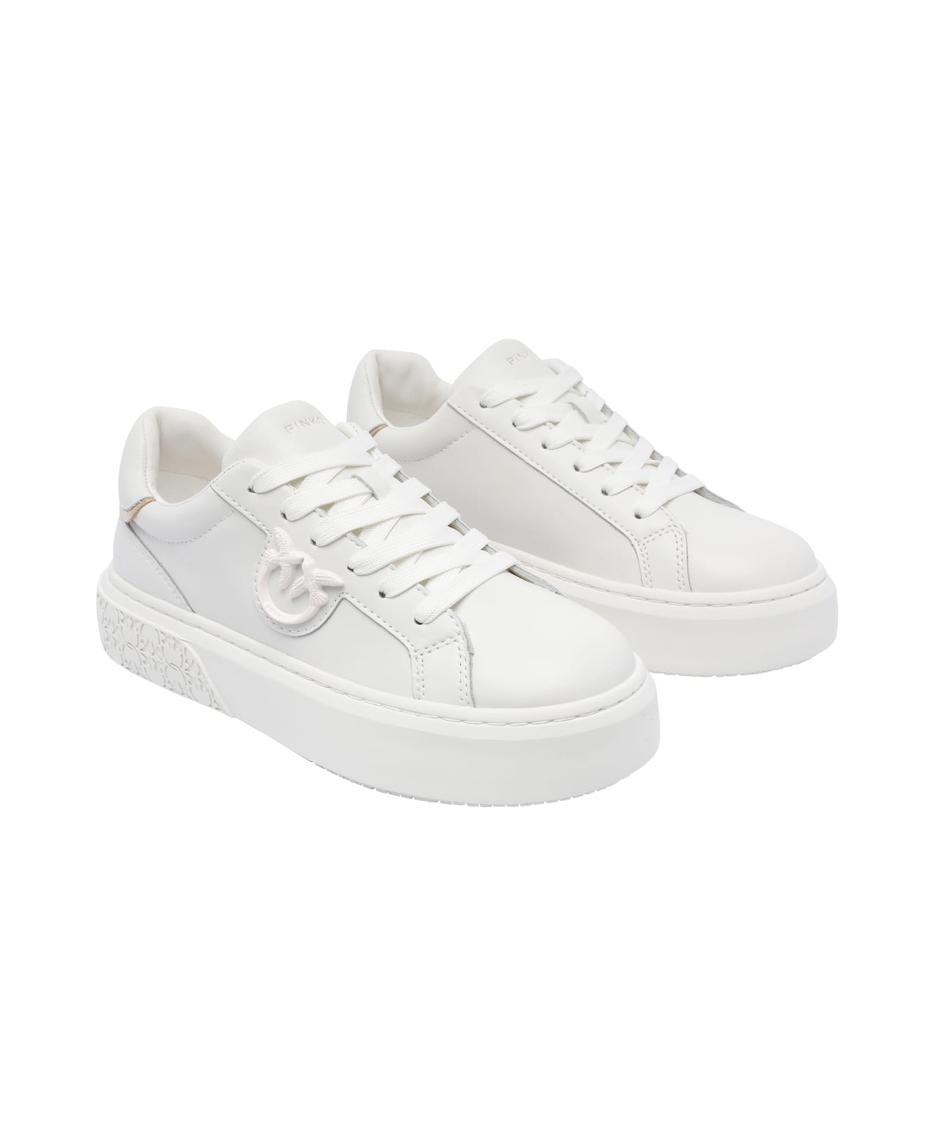 Pinko Love Birds Logo Flatform Sneakers - White