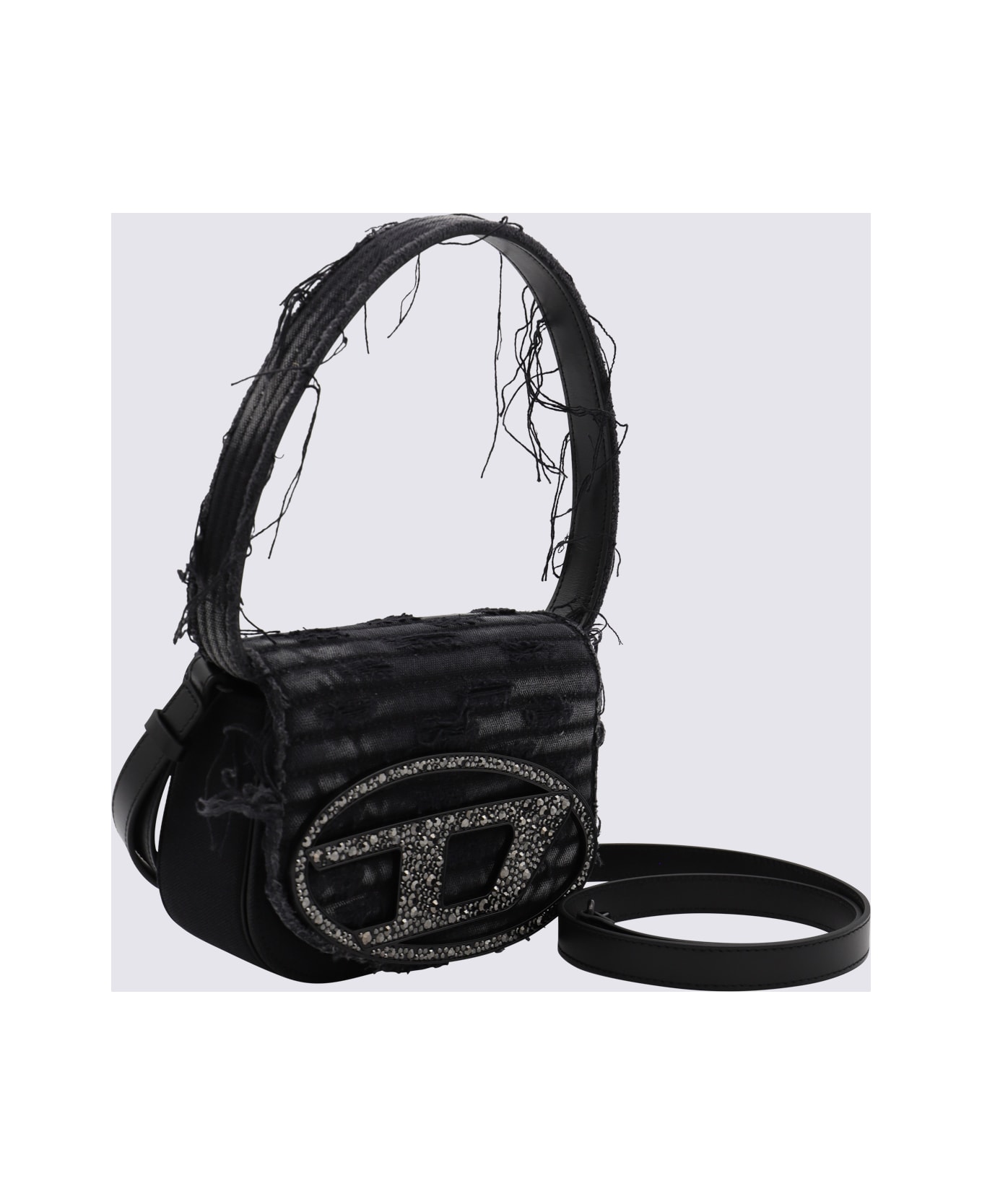 Diesel Black Leather D Shoulder Bag - Black