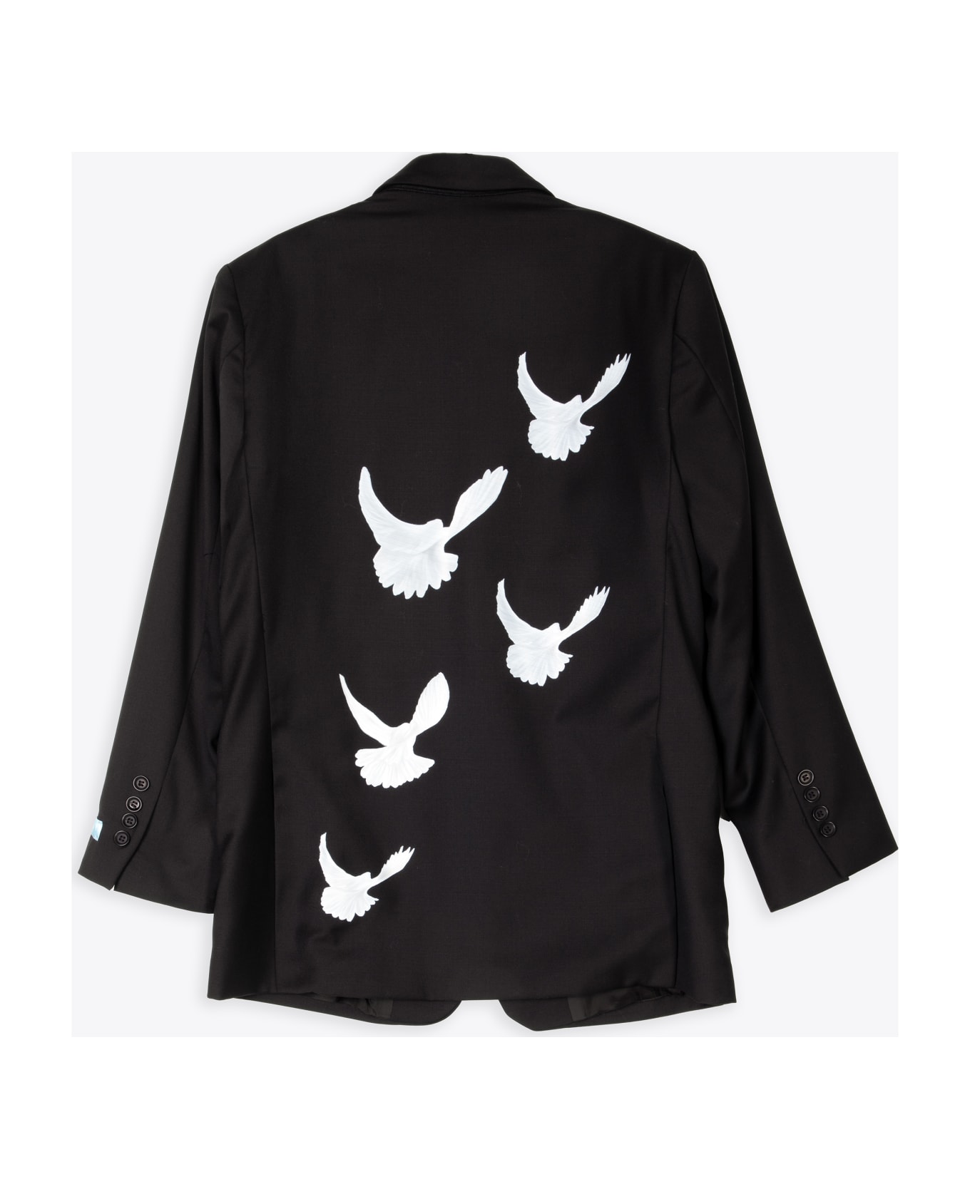 3.Paradis Wool Blazer 'singing Doves' Black wool tailored blazer with doves print - Singing doves blazer - Nero