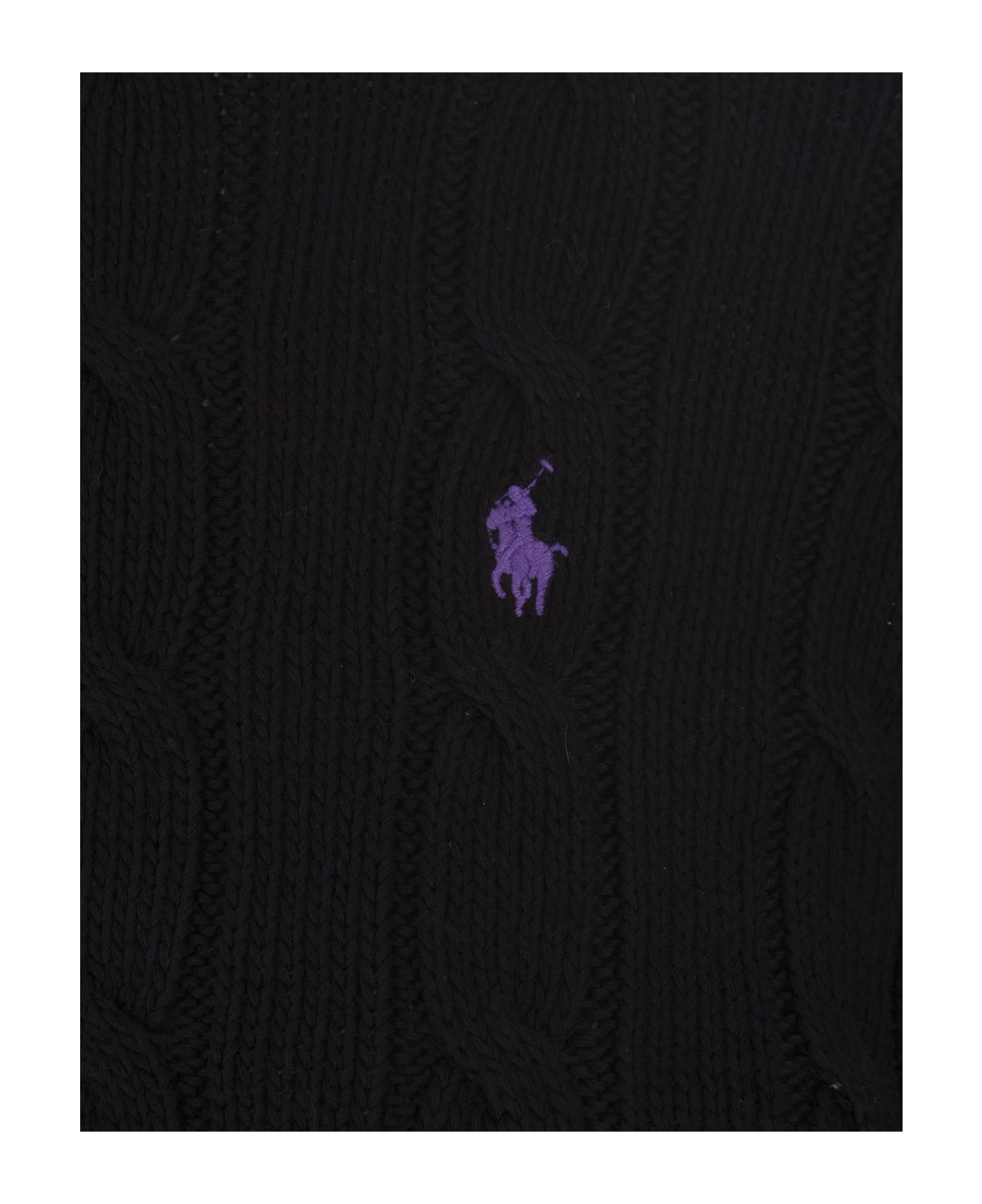 Ralph Lauren Crew Neck Sweater In Black Braided Knit - Black ニットウェア