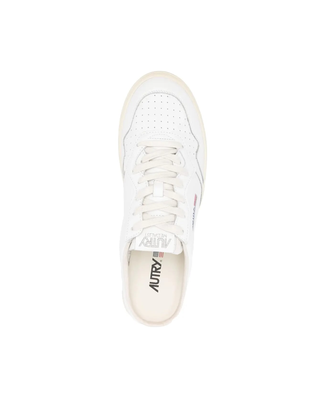 Autry White Medalist Mule Sneakers - White/white