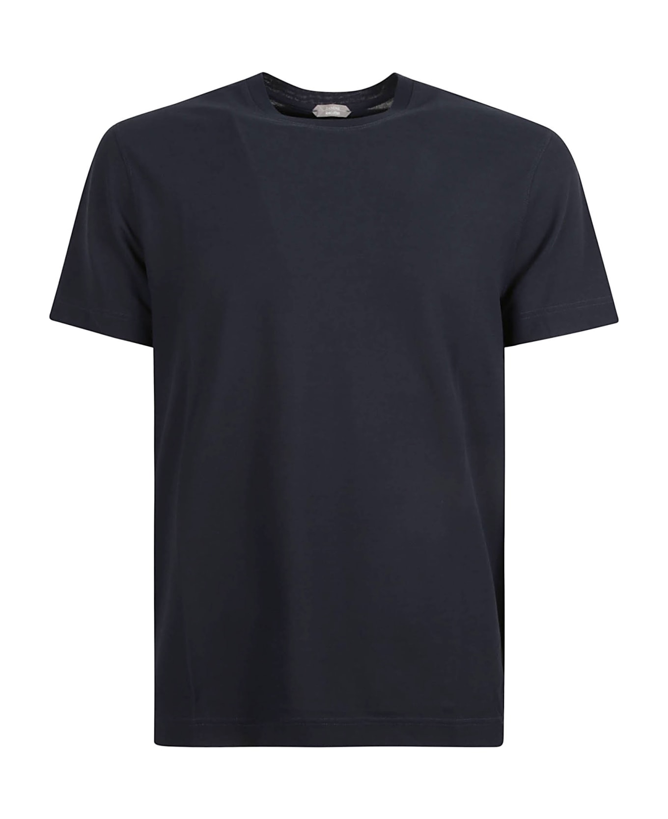 Zanone Round Neck Plain T-shirt - Blue Copia