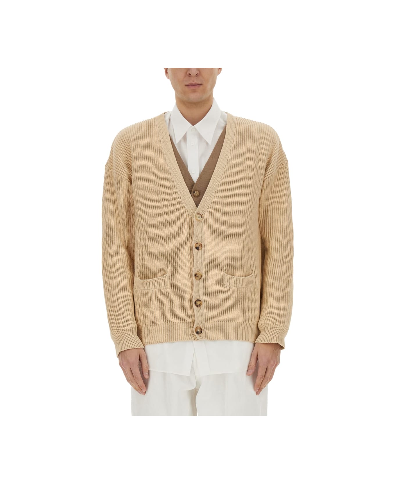Moschino Organic Cotton Blend Cardigan - BEIGE