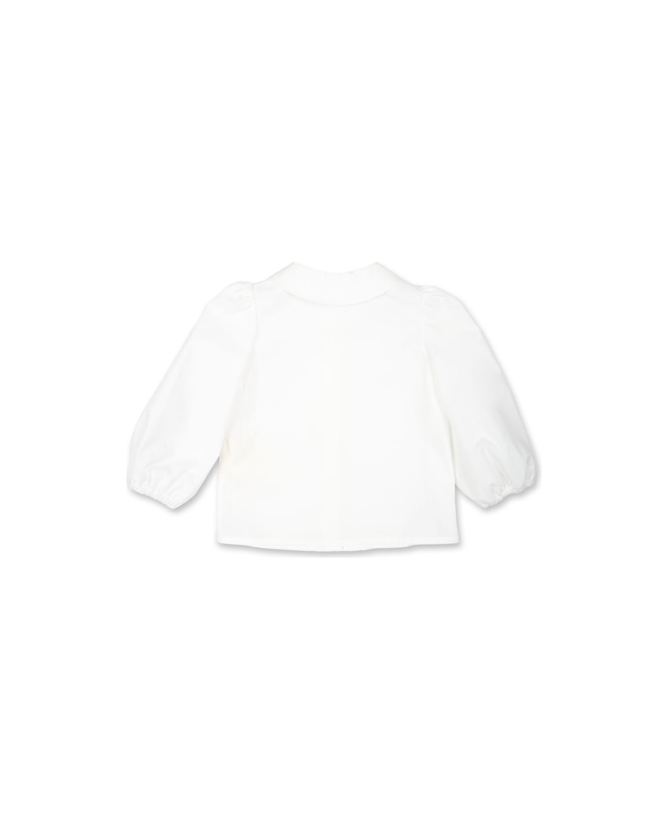 Fendi White Shirt For Baby Girl With Embroidered Fendi Roma Logo - White