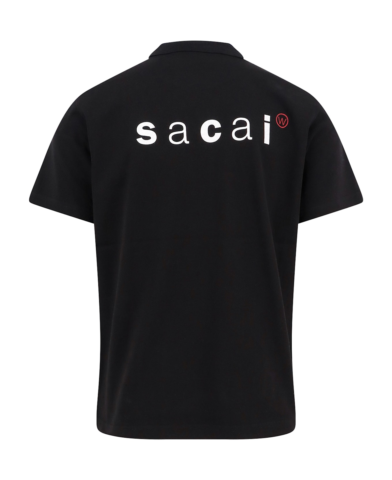 Sacai Cotton T-shirt With Logo On The Back - Black