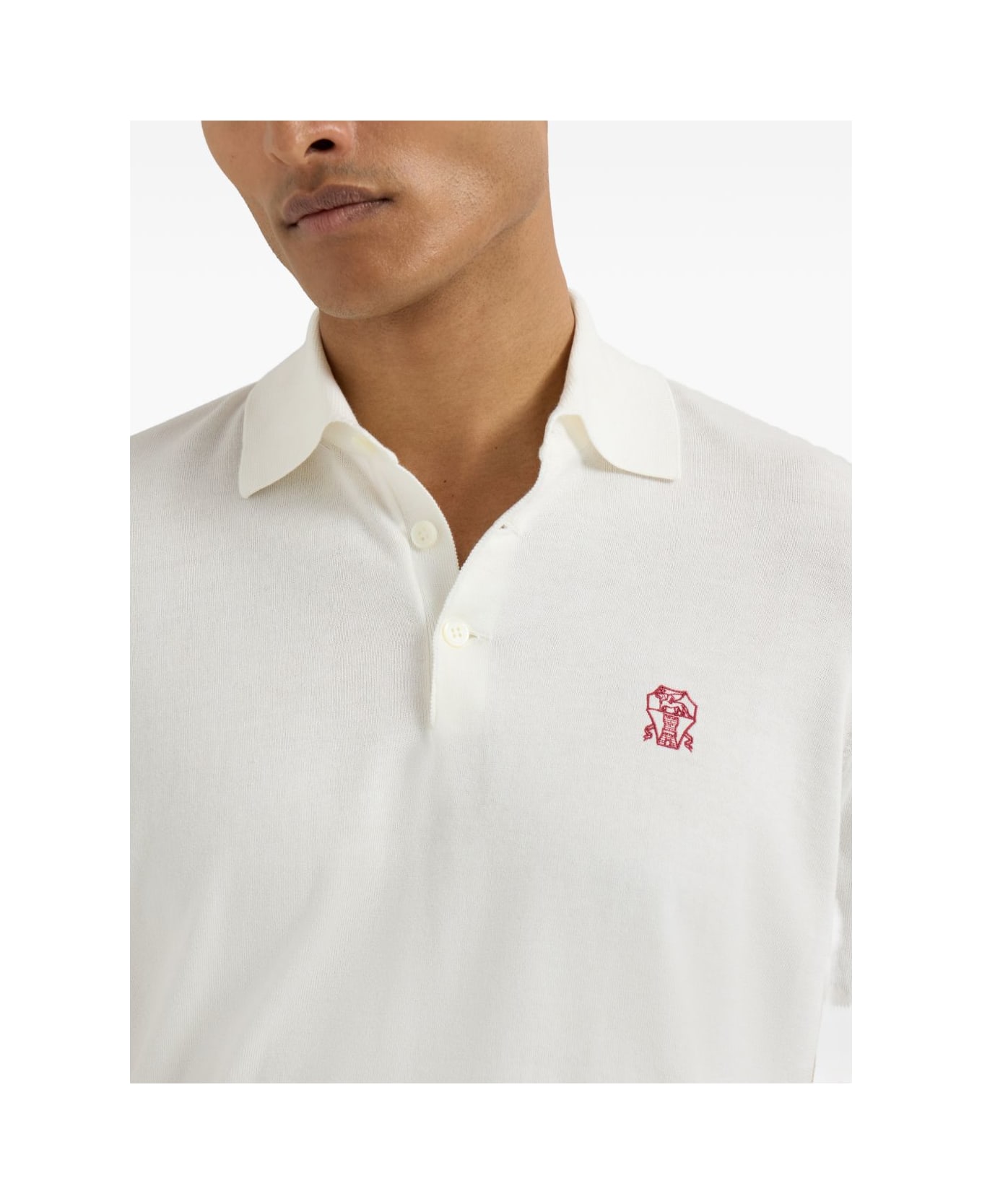 Brunello Cucinelli Logo Cotton Polo Shirt - Beige