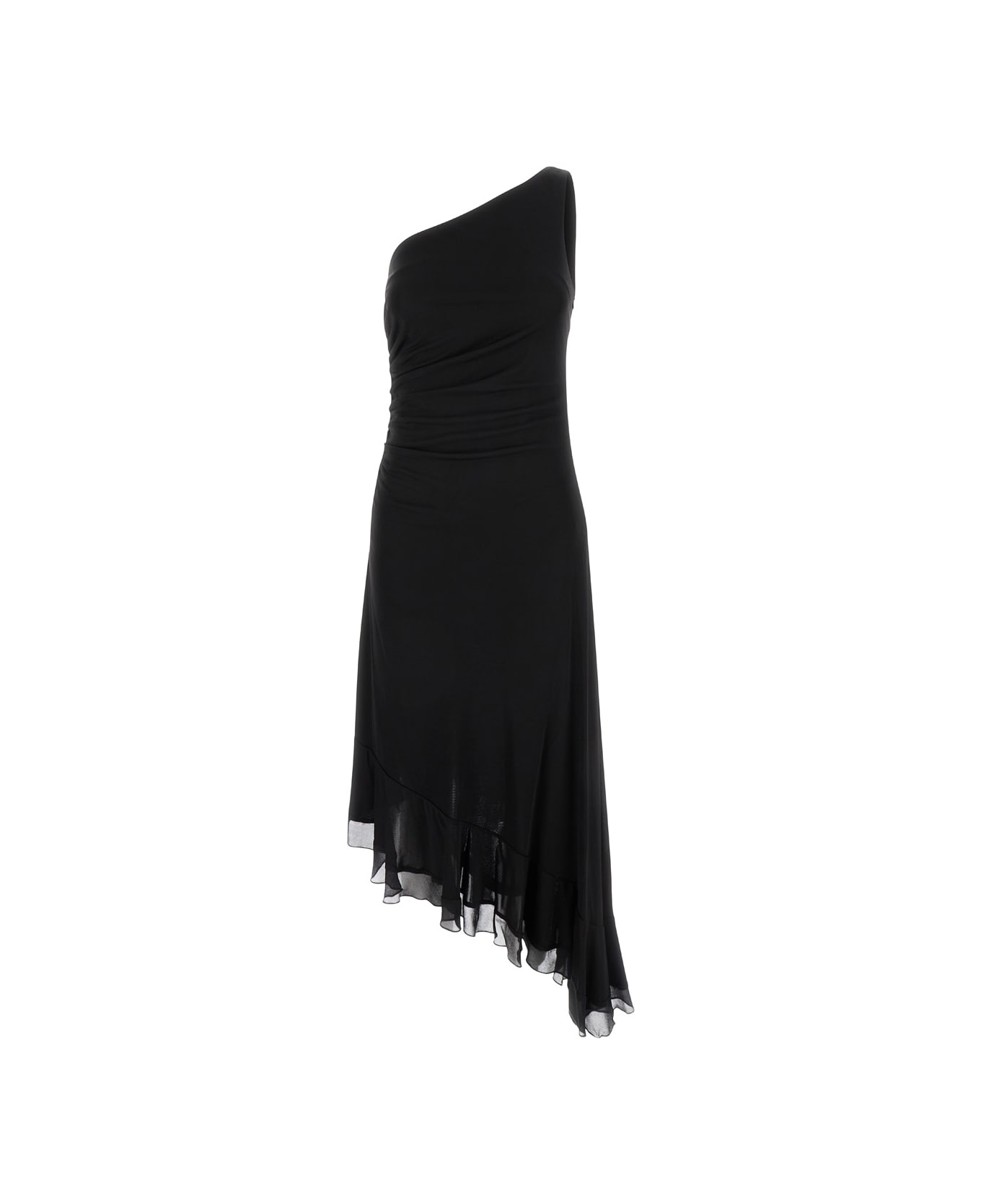 TwinSet Black One-shoulder Asymmertric Dress In Viscose Woman - Black