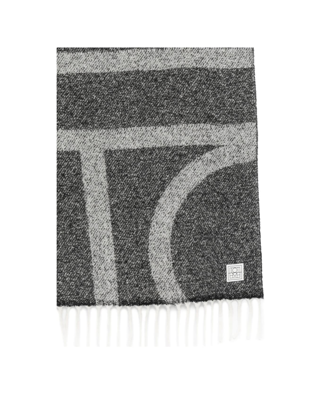 Totême Monogram Wool Scarf - Black