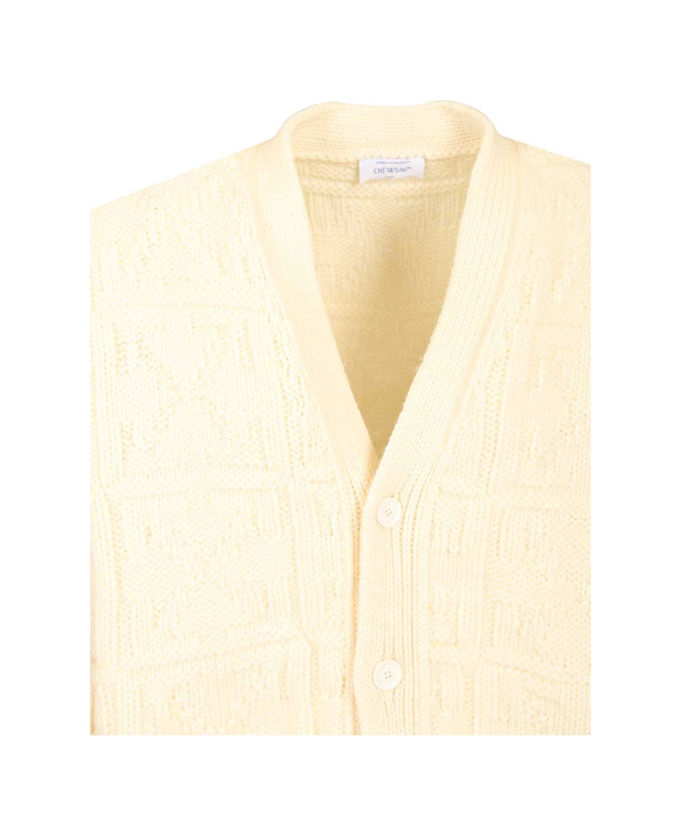 Off-White Arrow 3d Wool Cardigan - BEIGE