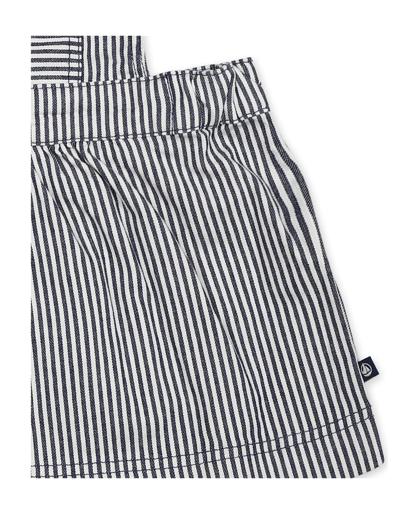 Petit Bateau Blue Dungarees For Baby Girl - Blue