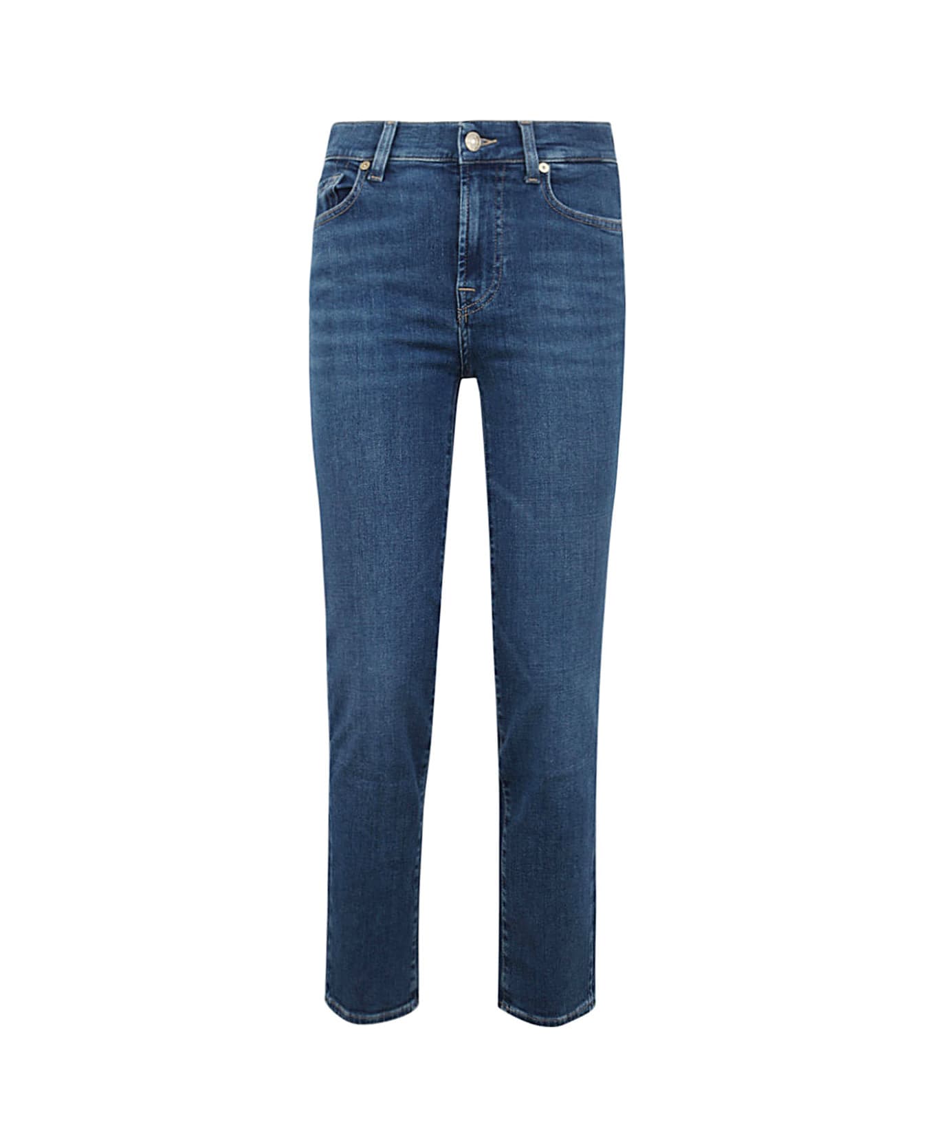7 For All Mankind The Straight Crop Slim Illusion Saturday - Mid Blue