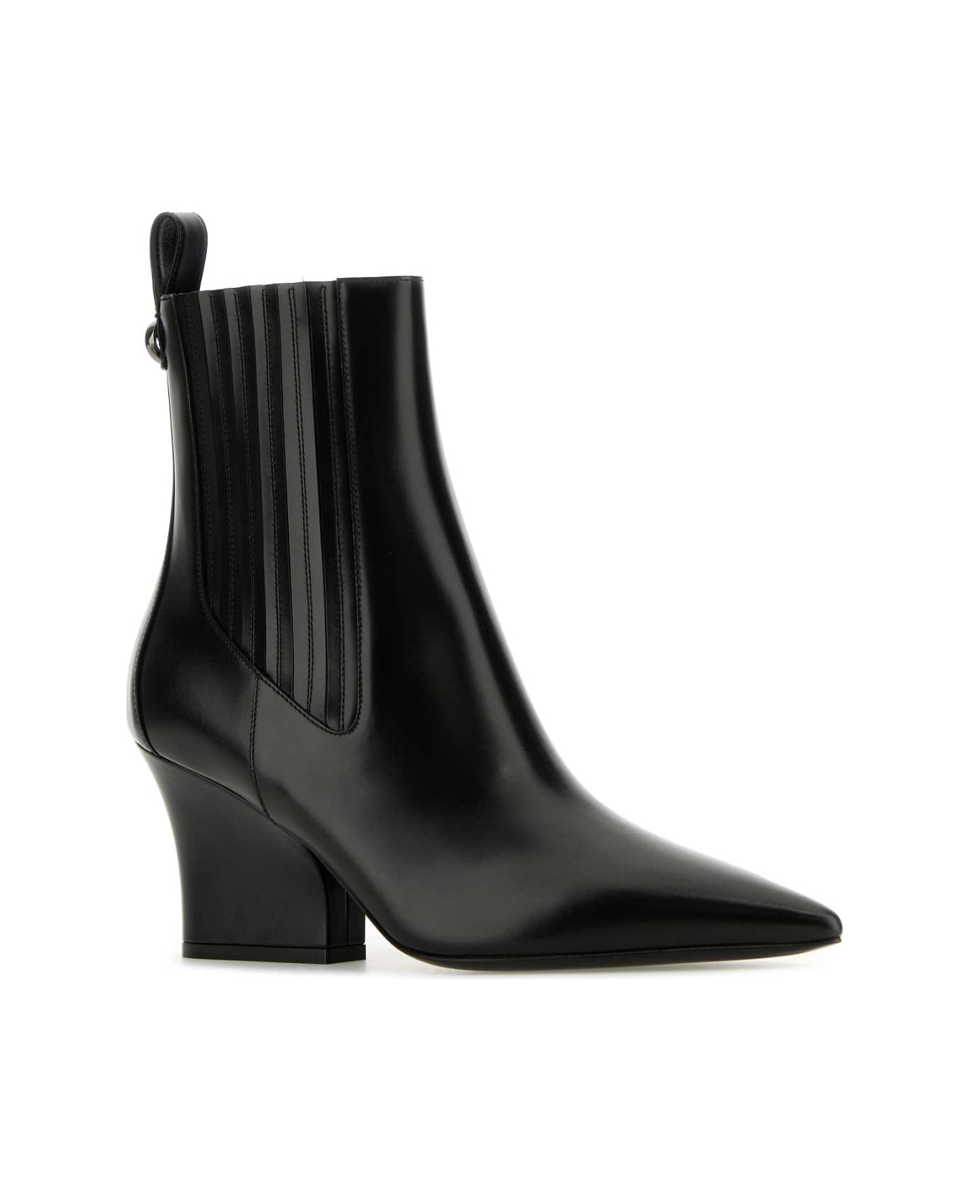 Valentino Garavani Black Leather Vlogo Lockette Ankle Boots - NERO