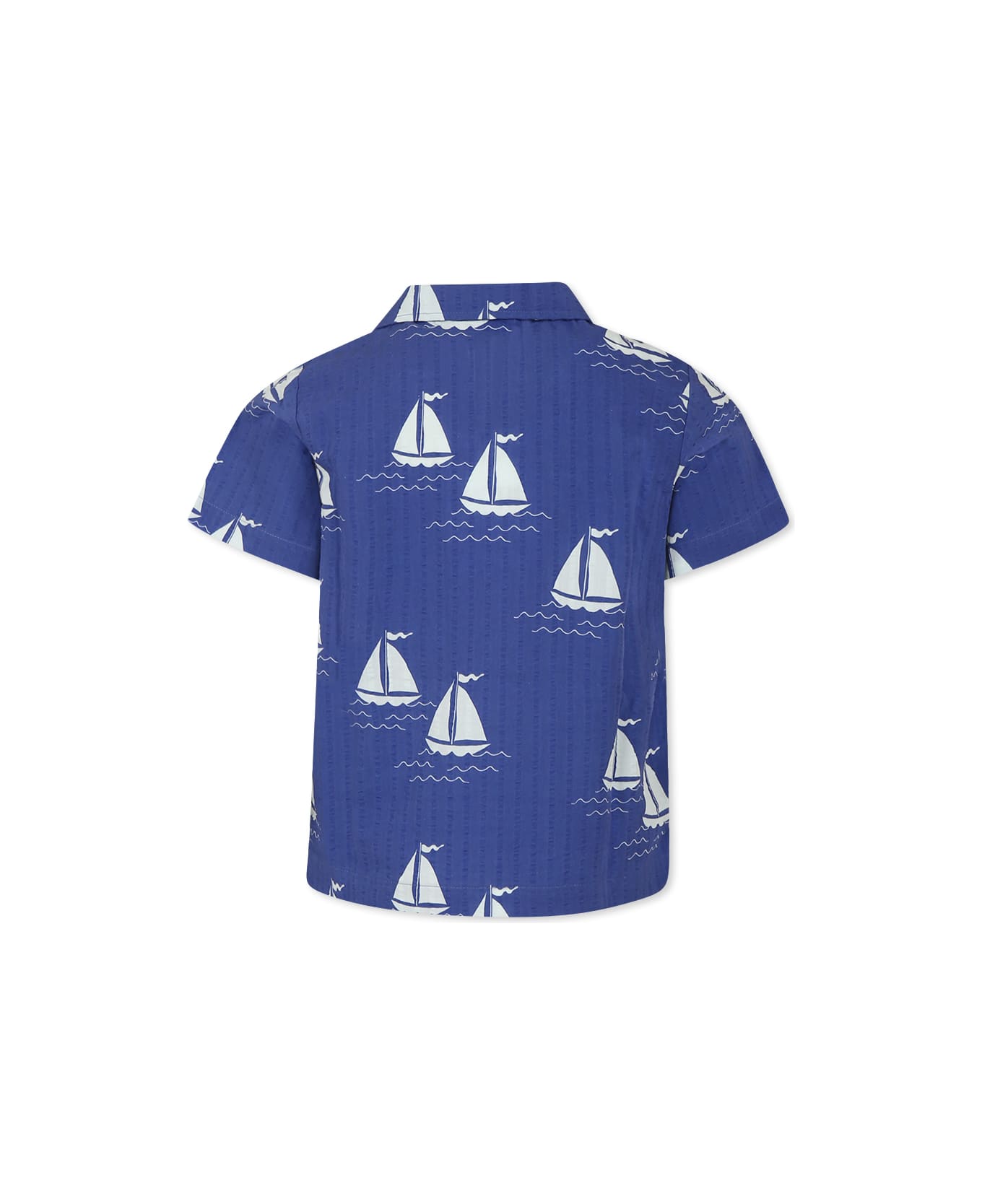 Mini Rodini Blue Shirt For Kids With Sailboats - Blue