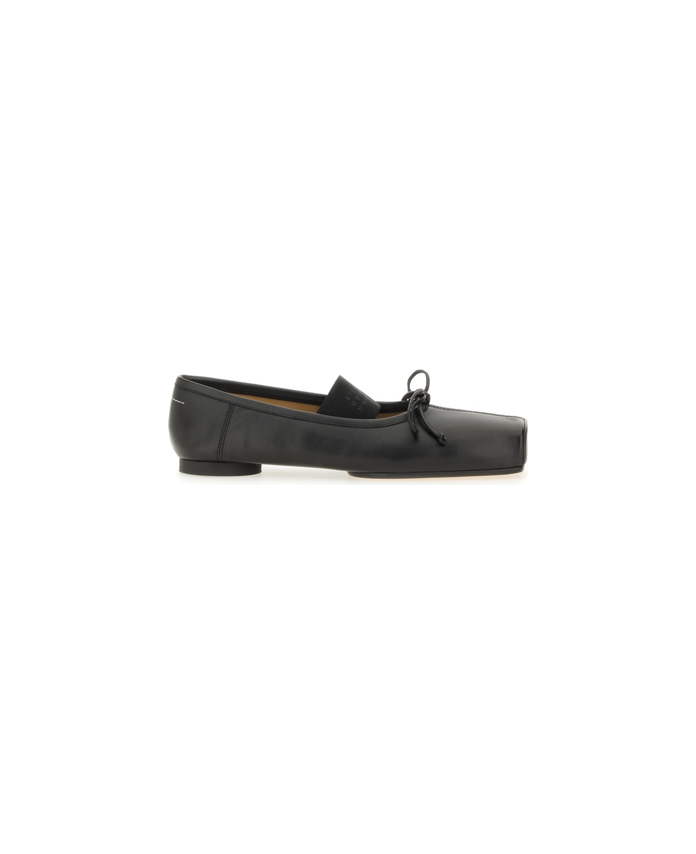 MM6 Maison Margiela Leather Ballerina - BLACK