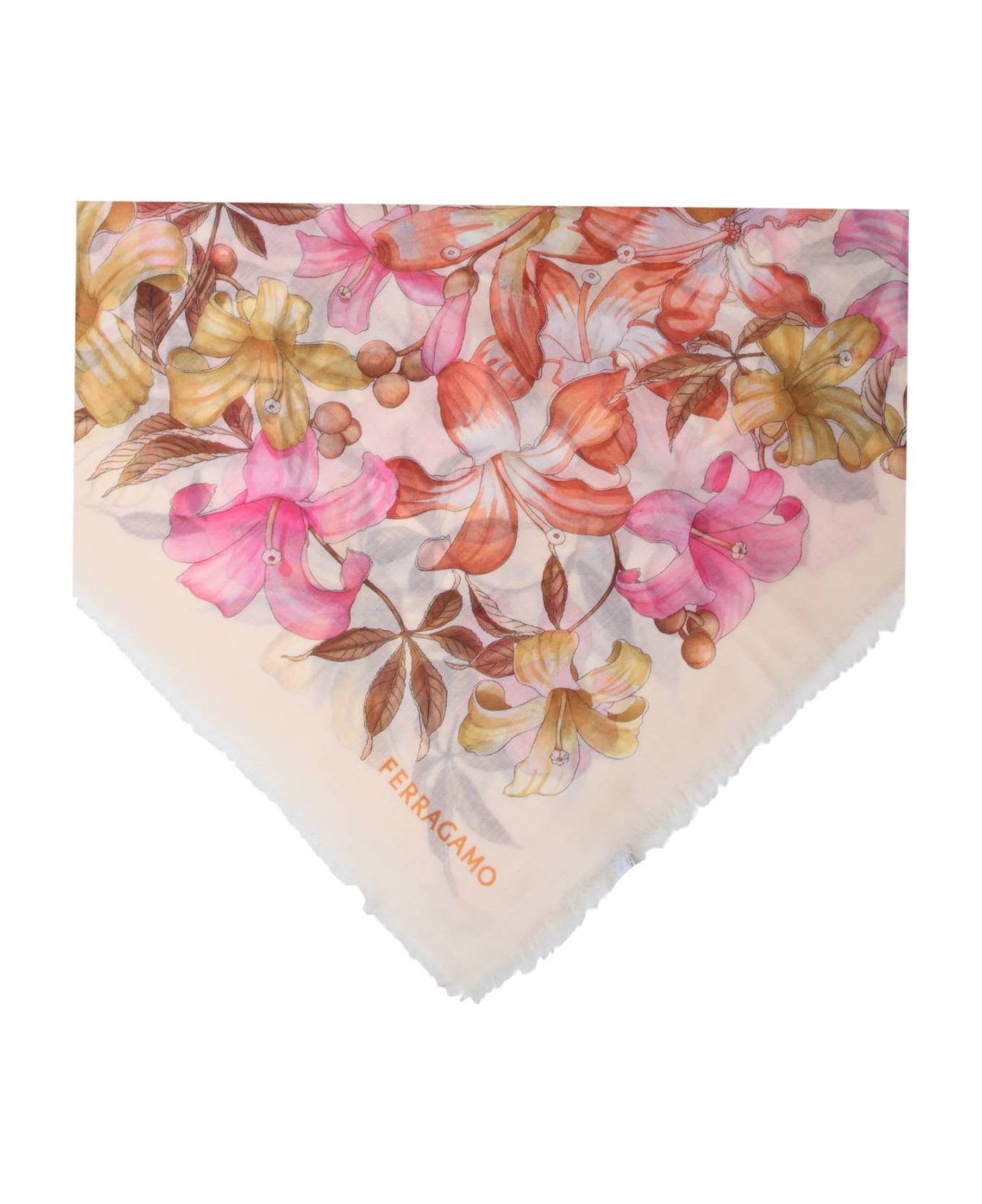 Ferragamo Cashmere Shawl With Flower Pattern