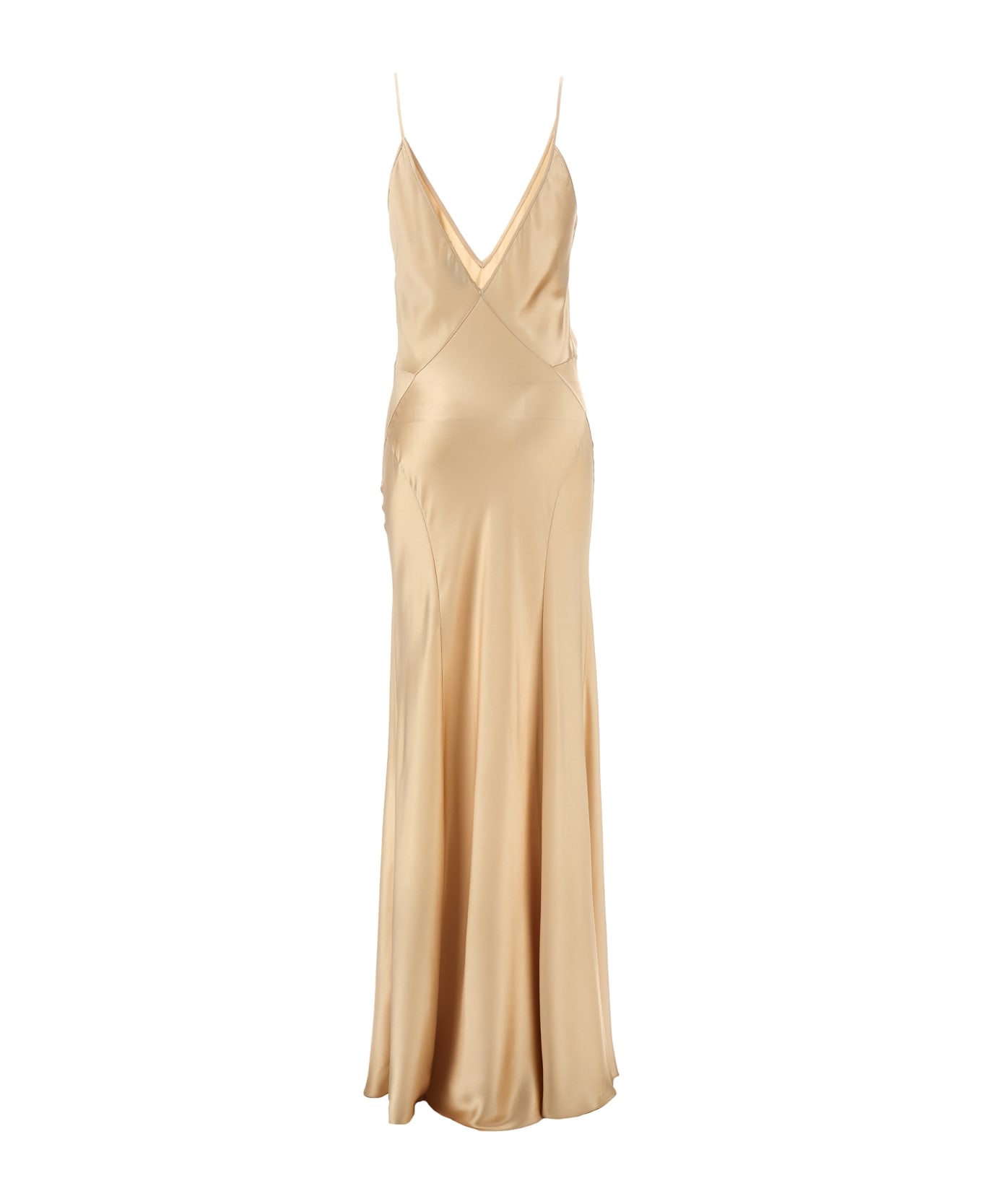 Saint Laurent Satin Silk Dress - Beige