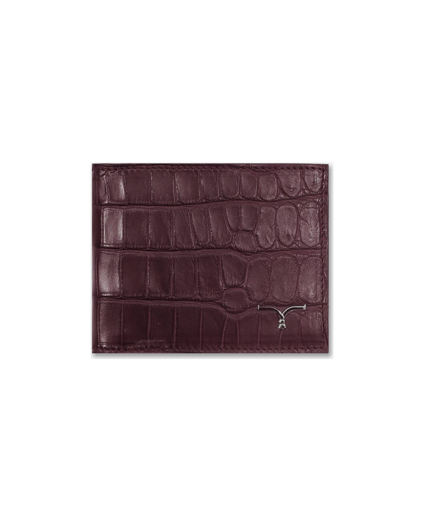 Larusmiani Alligator Wallet Holding Wallet - Darkred