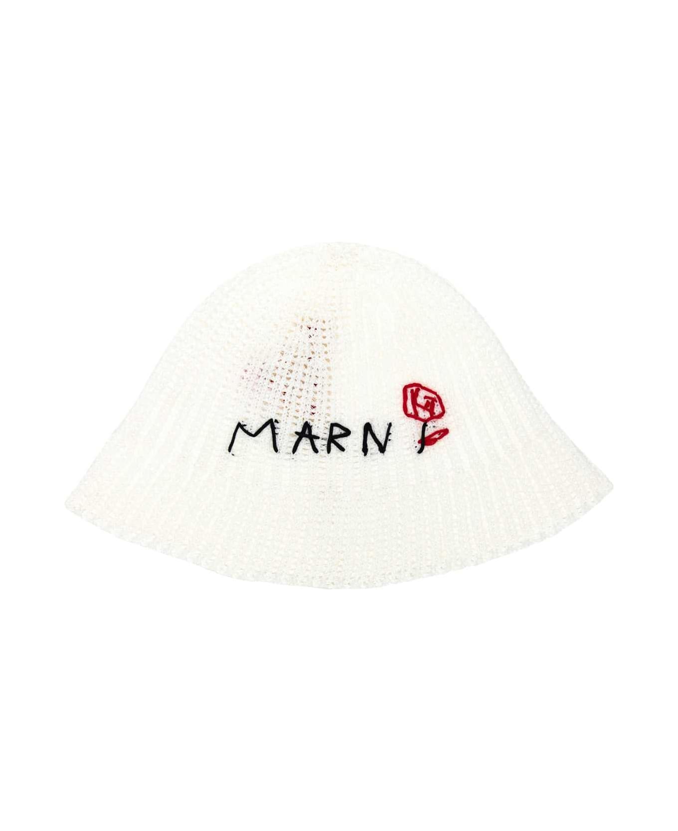 Marni White Crochet Bucket Hat - 00W01