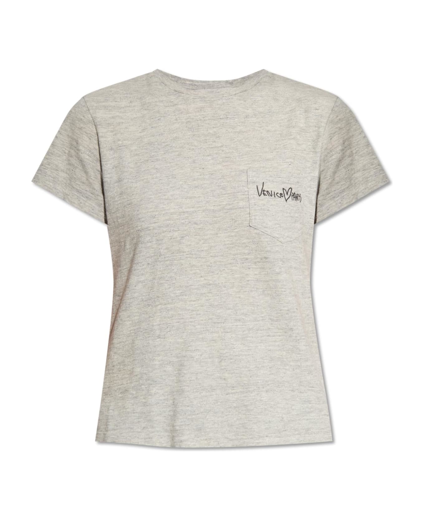 Golden Goose T-shirt With Logo - Melange Grey Heritage White