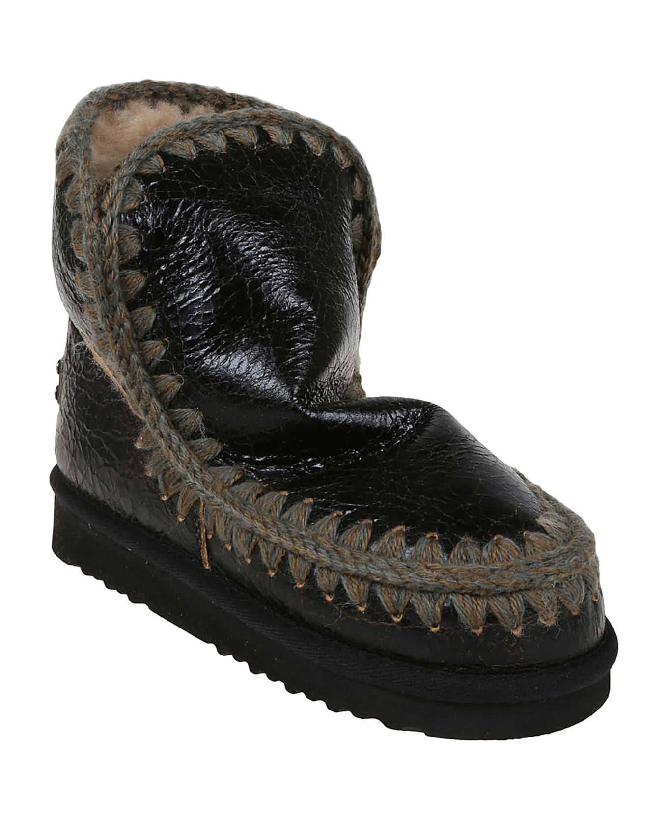 Mou Eskimo Boot 18cm - Wrsdkb Wrinkled Shiny Dark Brown ブーツ