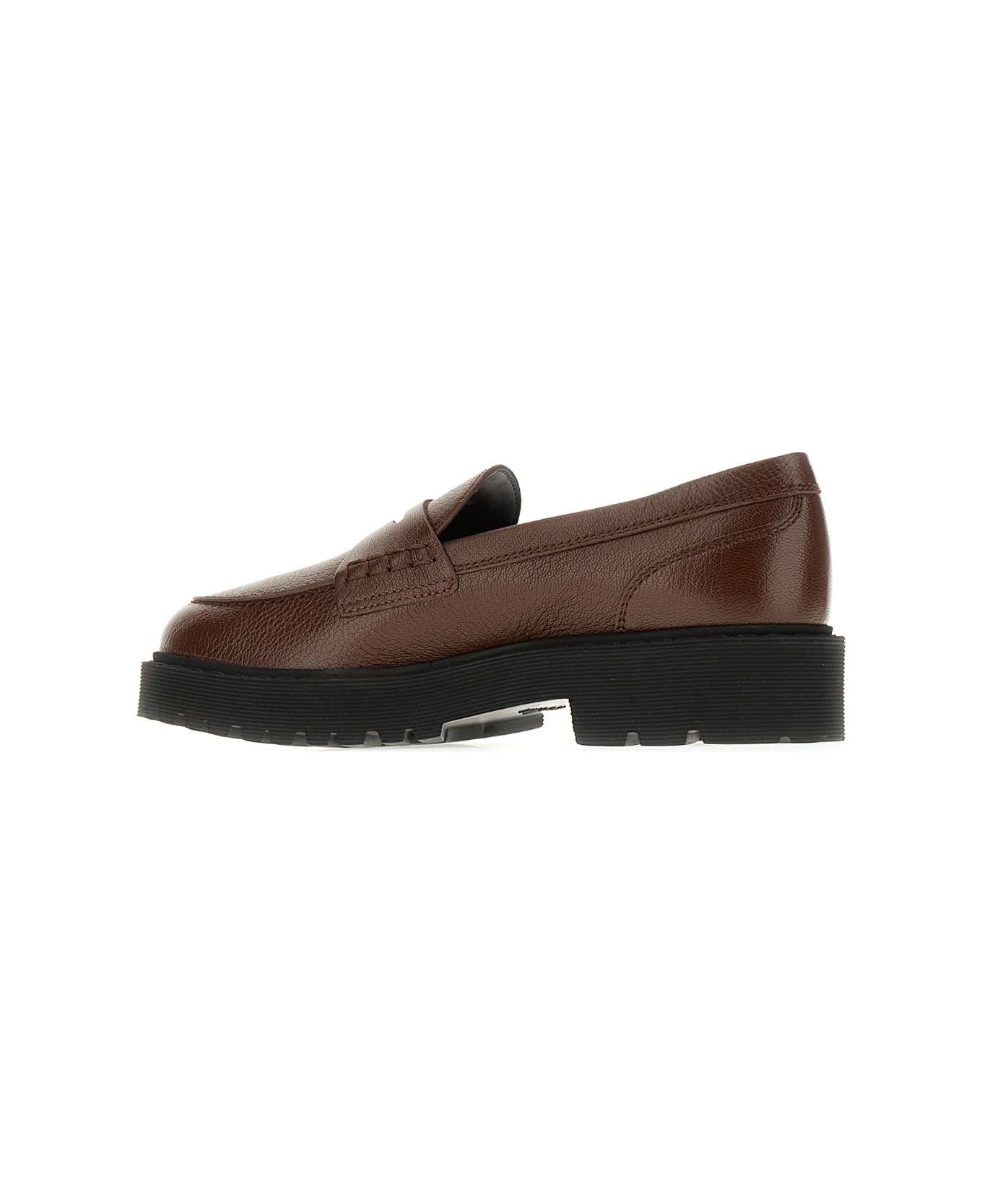 Hogan Brown Leather Loafers - Marrone