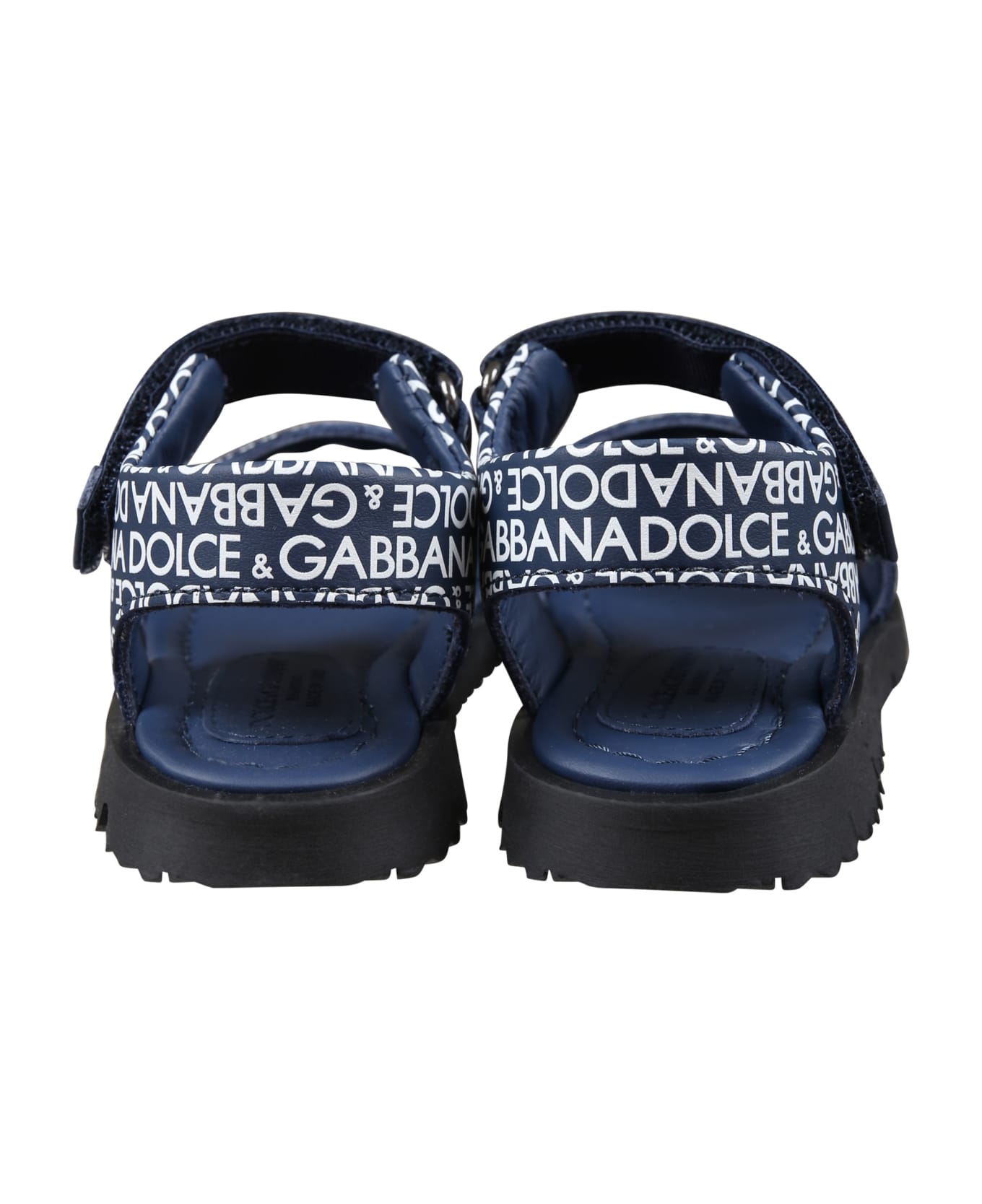 Dolce & Gabbana Blue Sandals For Kids With Logo - Black