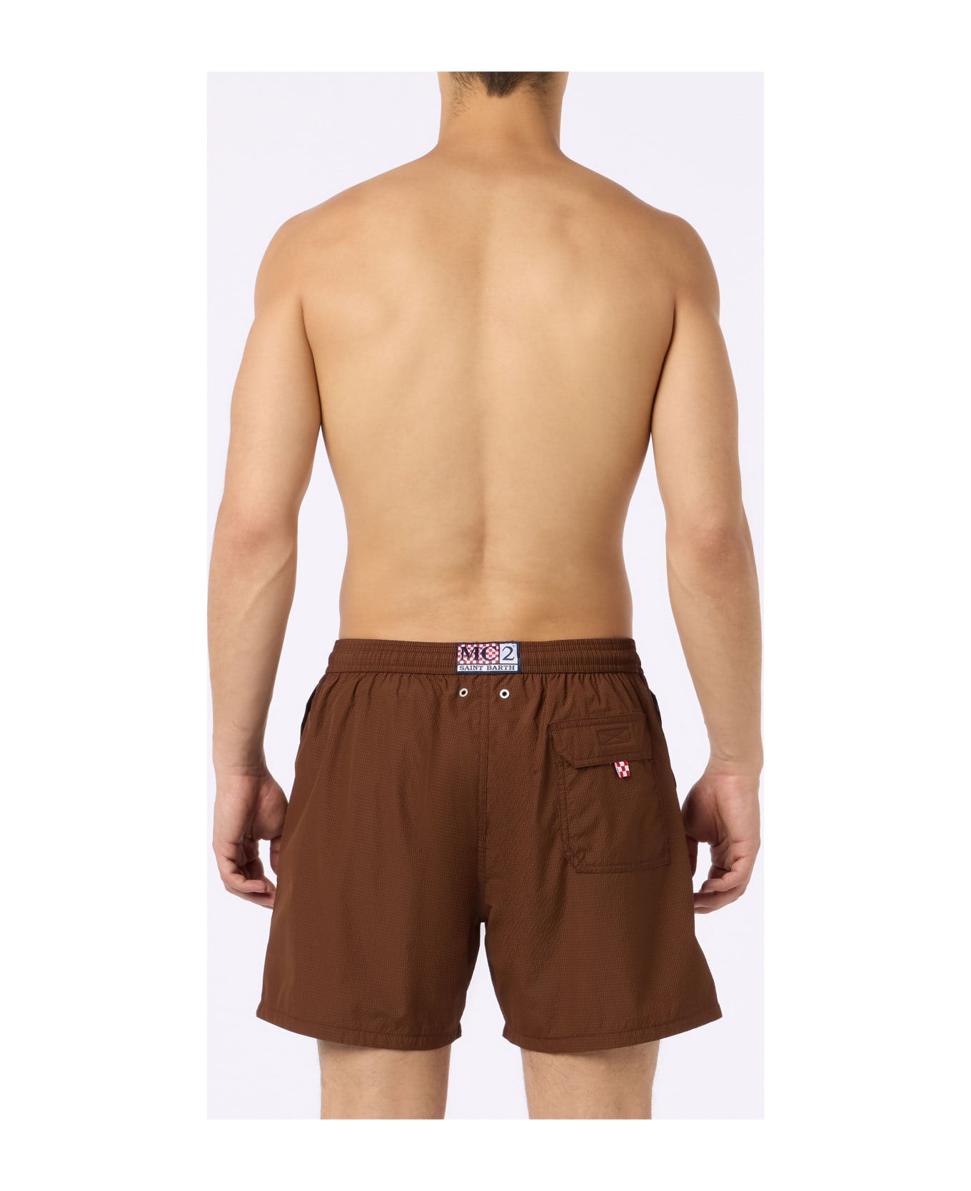 MC2 Saint Barth Seersucker Classic Light Swim Shorts Patmos - BROWN