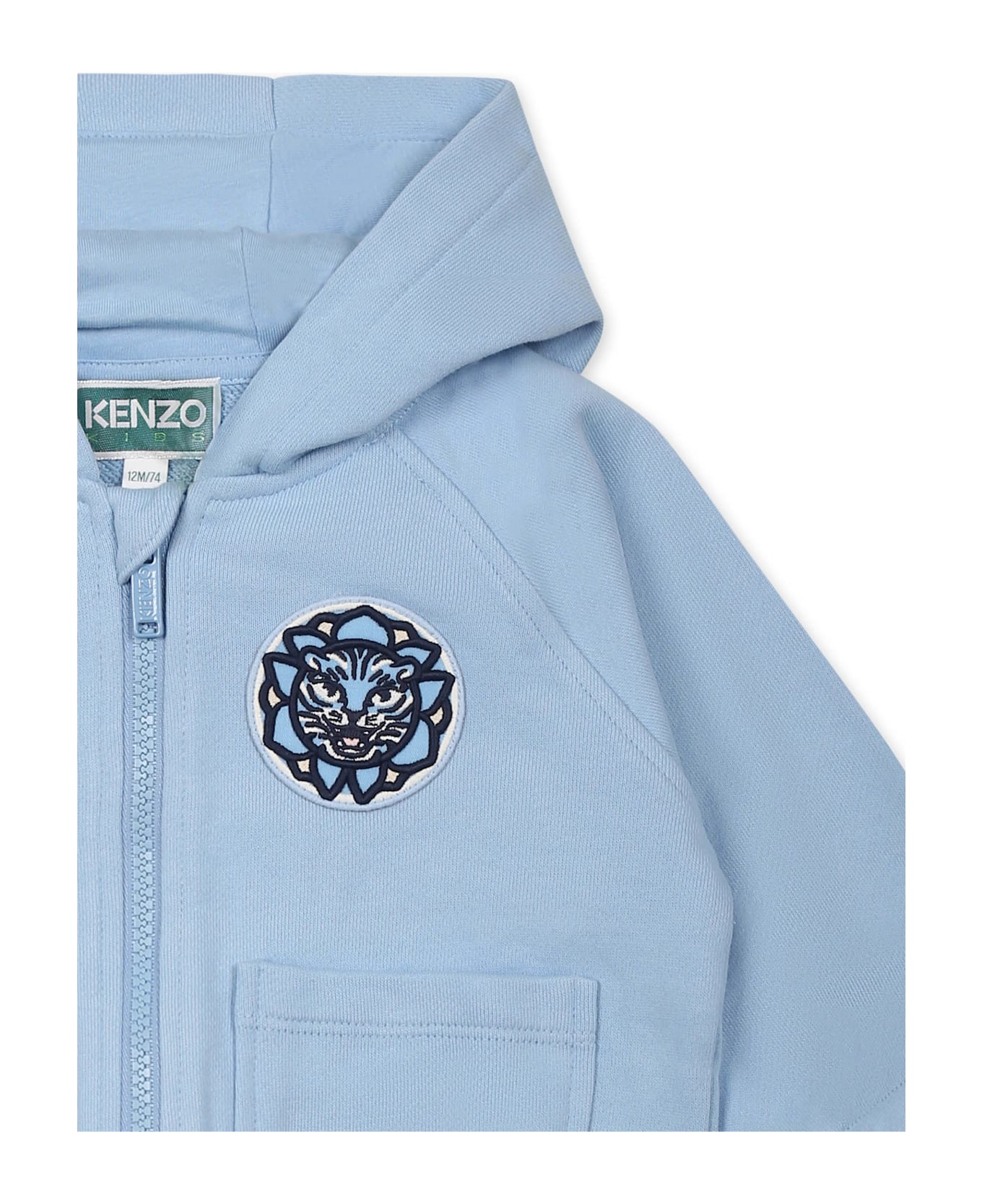 Kenzo Kids Light Blue Sweatshirt For Baby Boy With Tiger - Light Blue