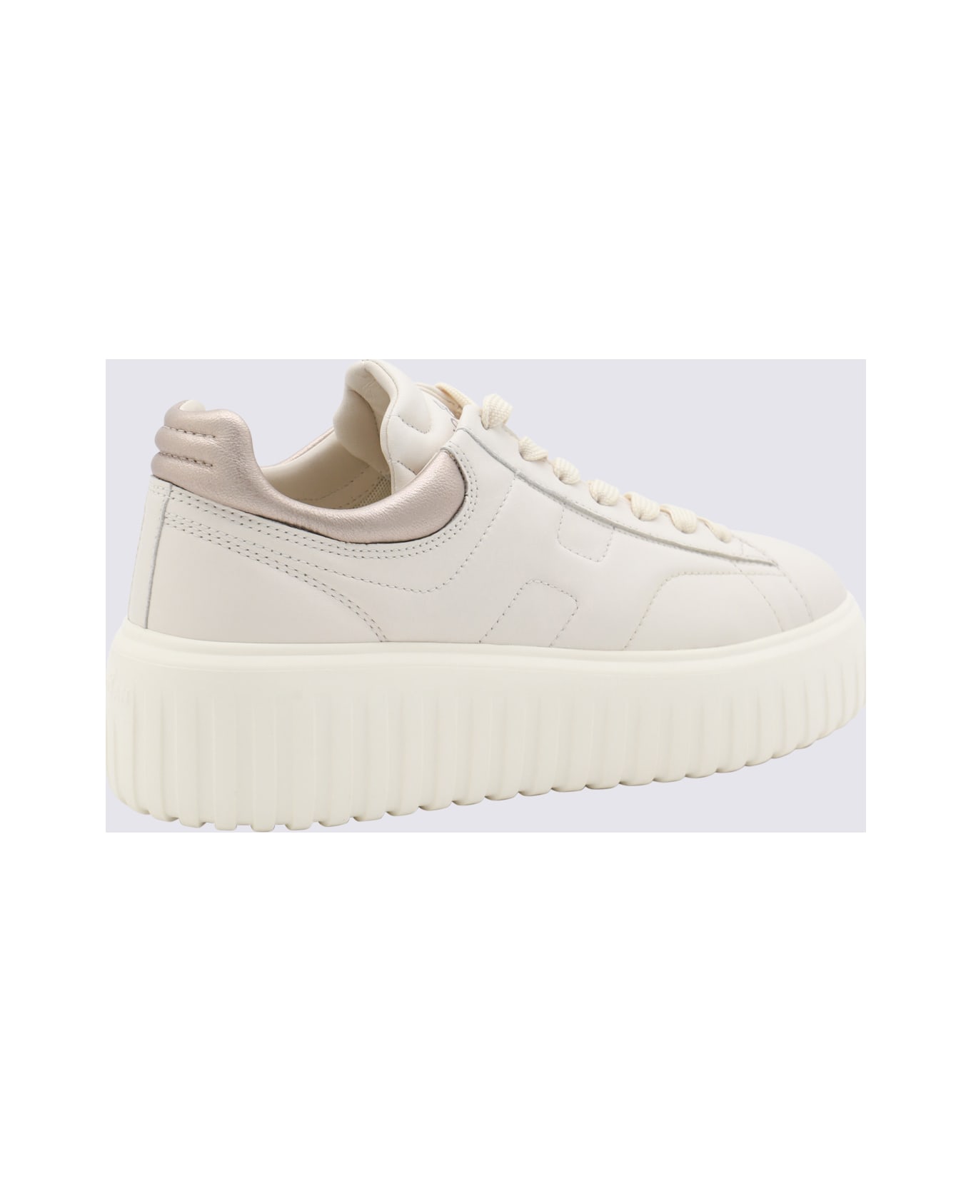 Hogan White And Cream Leather Sneakers - Beige