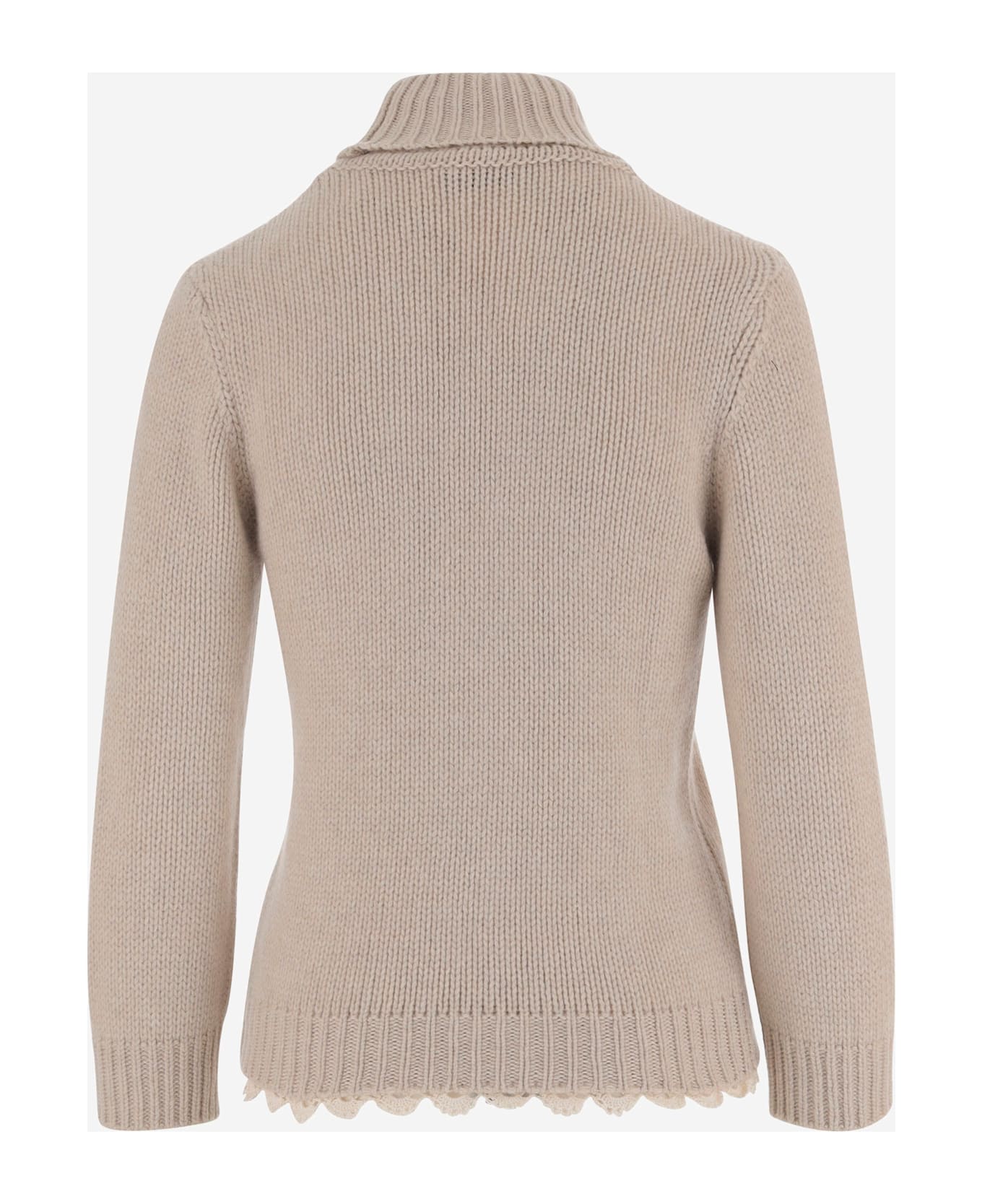 Magda Butrym Cashmere Sweater With High Neck And Wavy Hem - Ivory