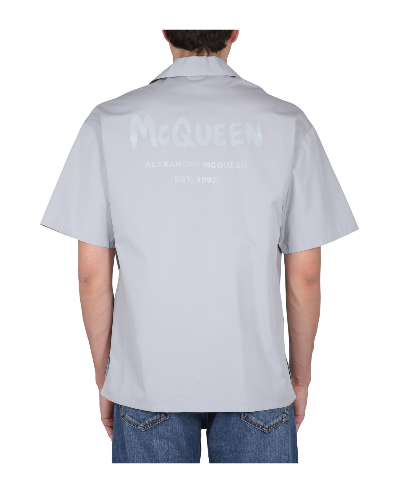 Alexander McQueen Rear Logo Print Formal Shirt - Grigio