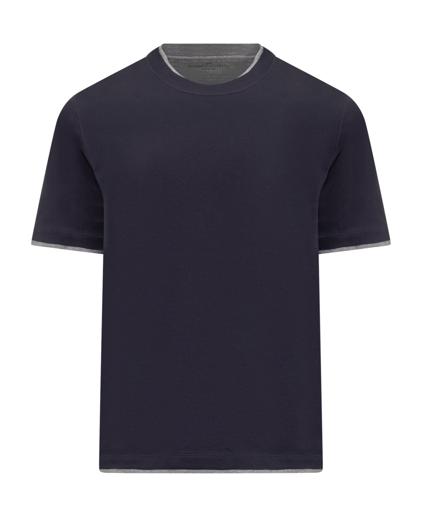 Brunello Cucinelli Jersey T-shirt With Ribbed Hem - Blue シャツ