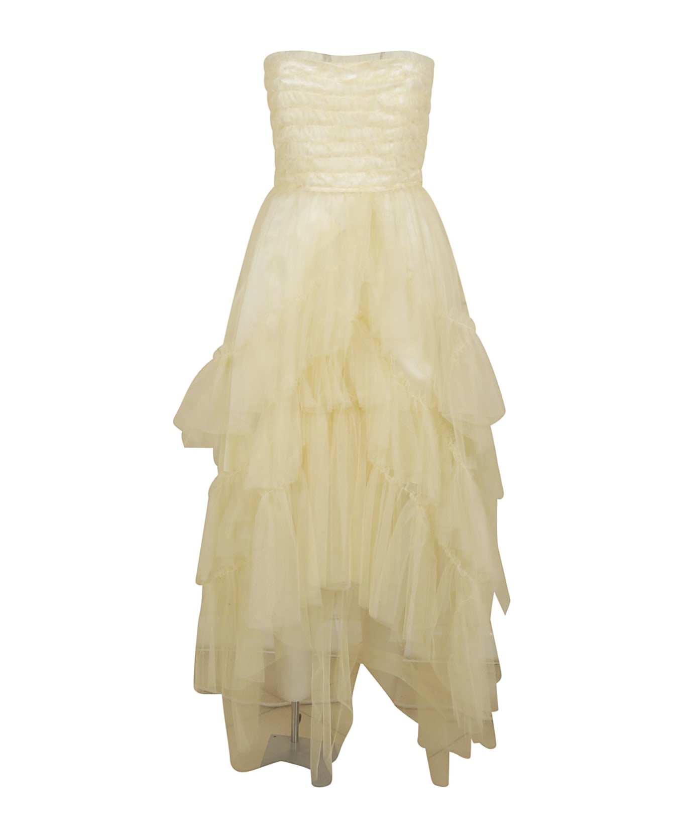 Philosophy di Lorenzo Serafini Asymmetric Lace Paneled Dress - Yellow