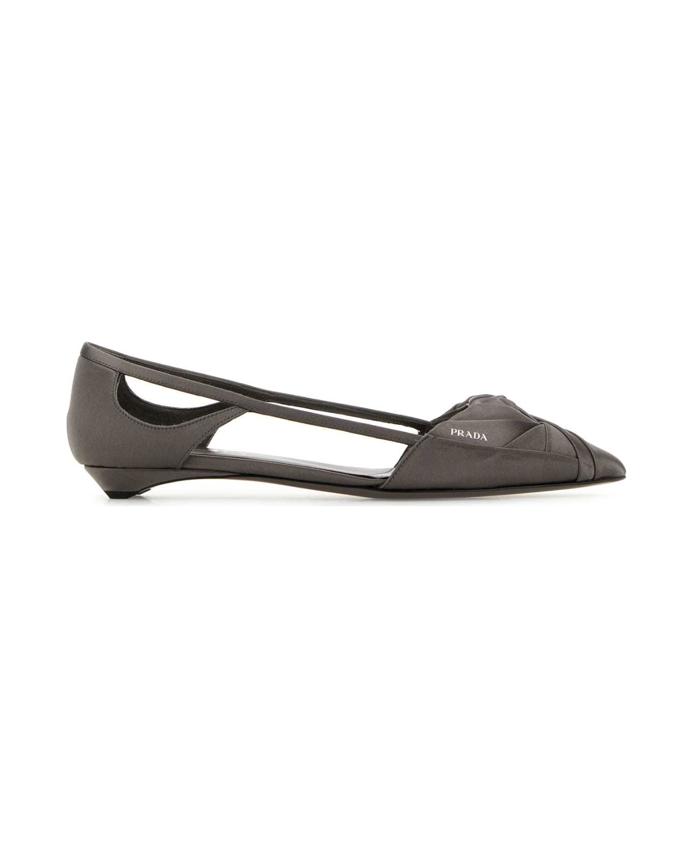 Prada Dark Grey Satin Ballerinas - ARDESIA