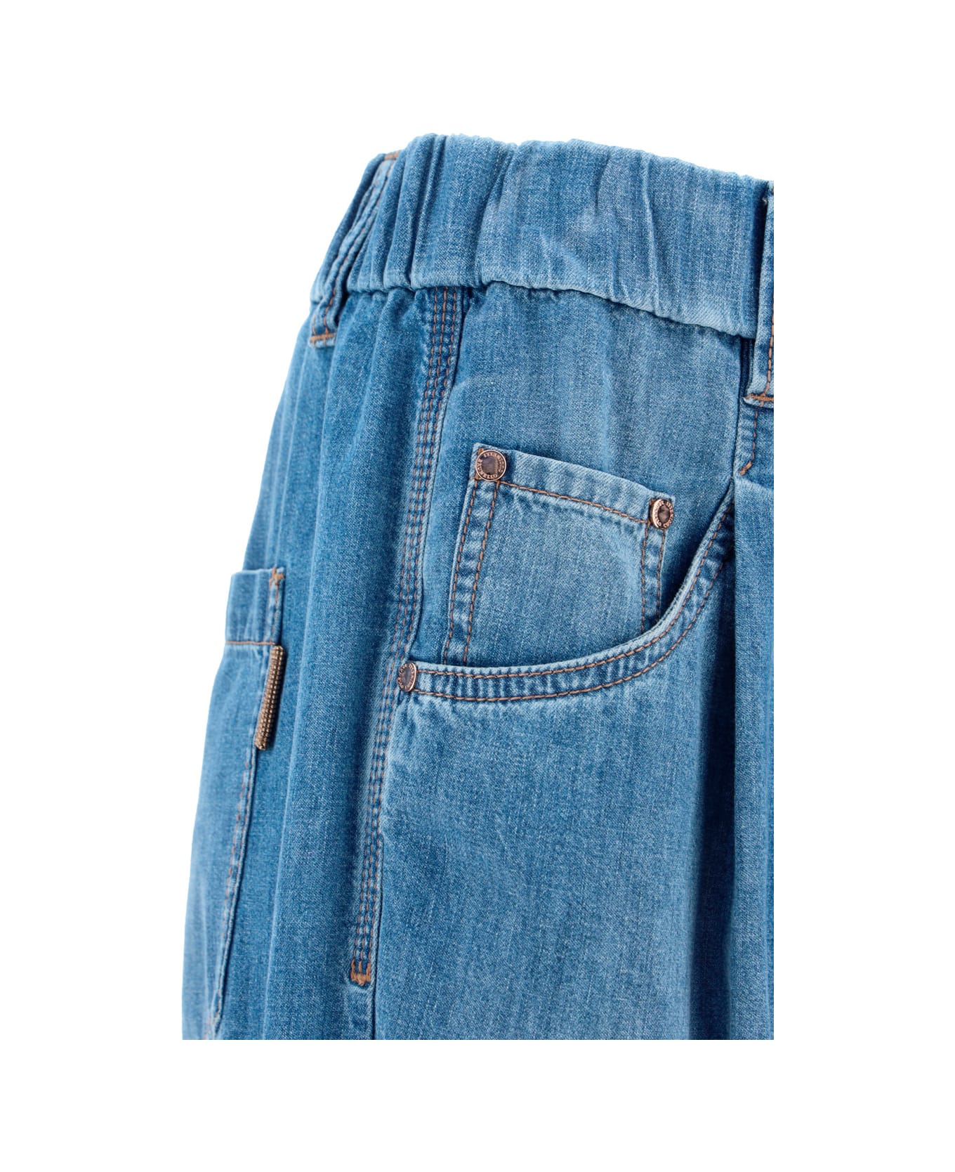 Brunello Cucinelli Five Pocket Denim Jeans - SOFT BLUE DENIM