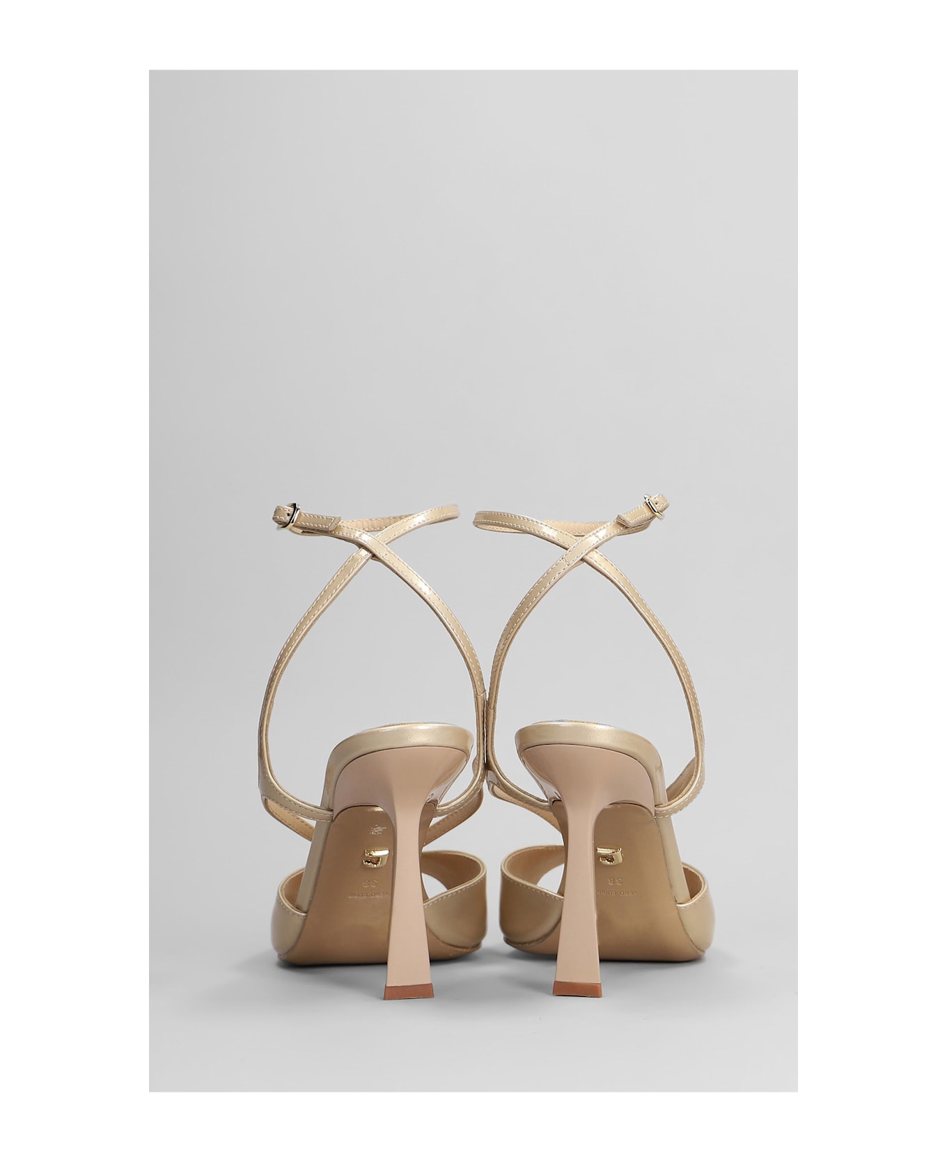 Lola Cruz Streep Heel 95 Sandals In Powder Leather - powder